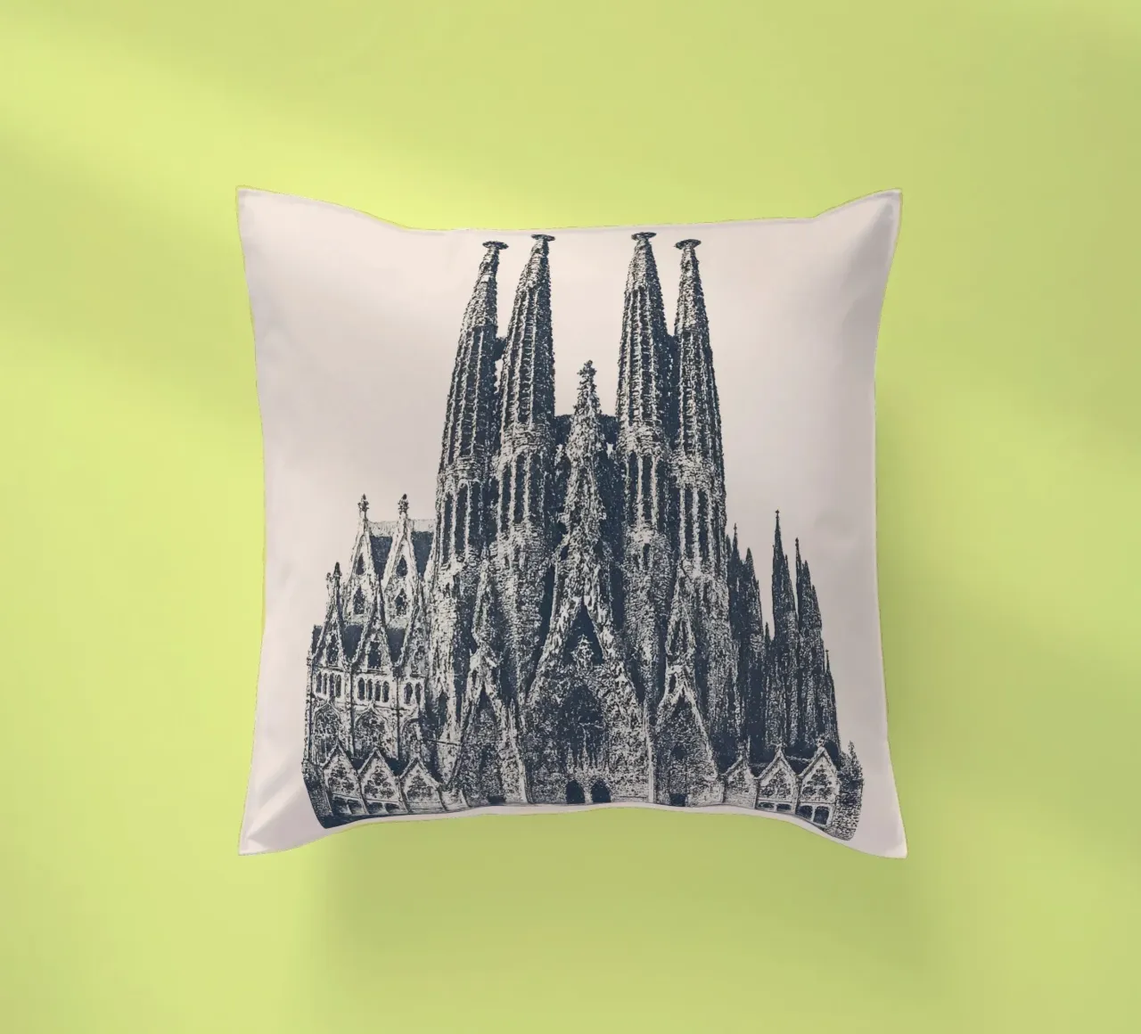 Barcelona Monumental - Linocut Series cuscino da Studio Mooodz