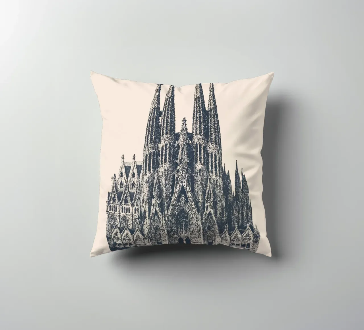 Barcelona Monumental - Linocut Series cuscino da Studio Mooodz