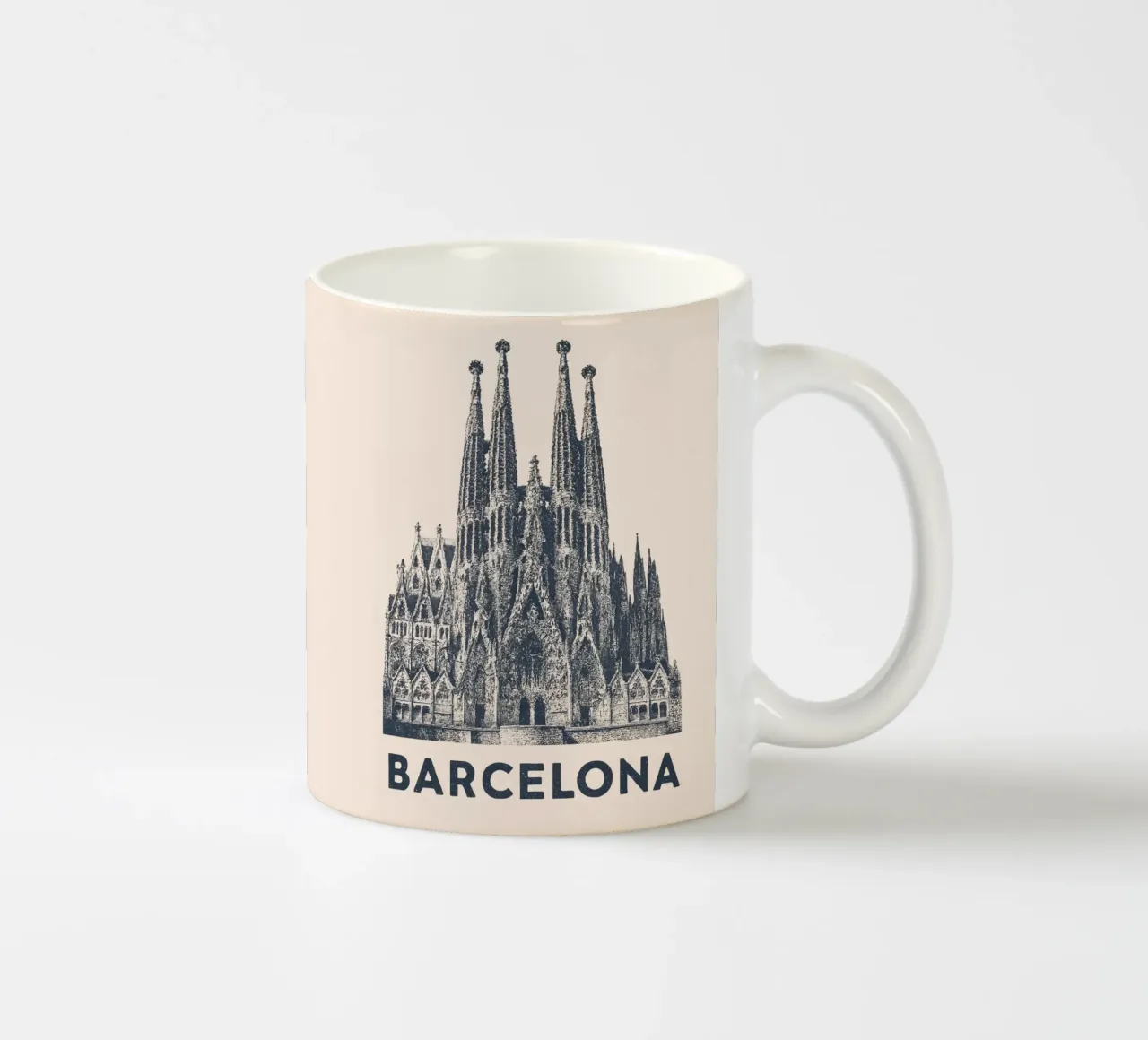 Barcelona Monumental - Linocut Series tazza in ceramica da Studio Mooodz