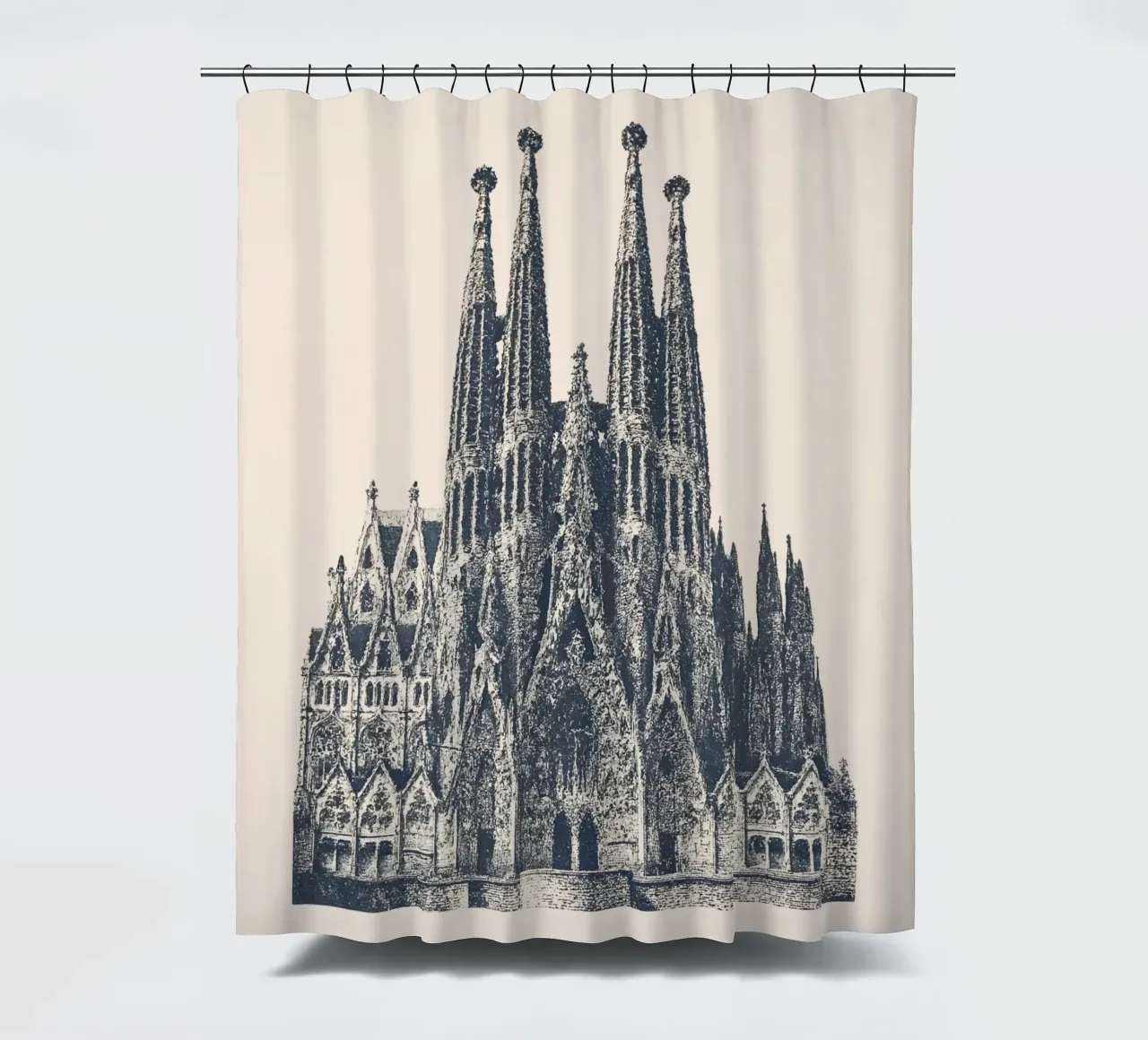 Barcelona Monumental - Linocut Series tenda da doccia da Studio Mooodz
