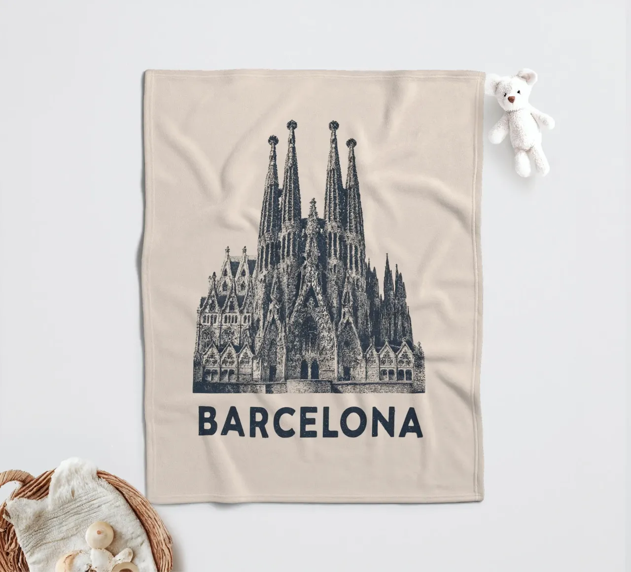 Barcelona Monumental - Linocut Series coperta in pile da Studio Mooodz