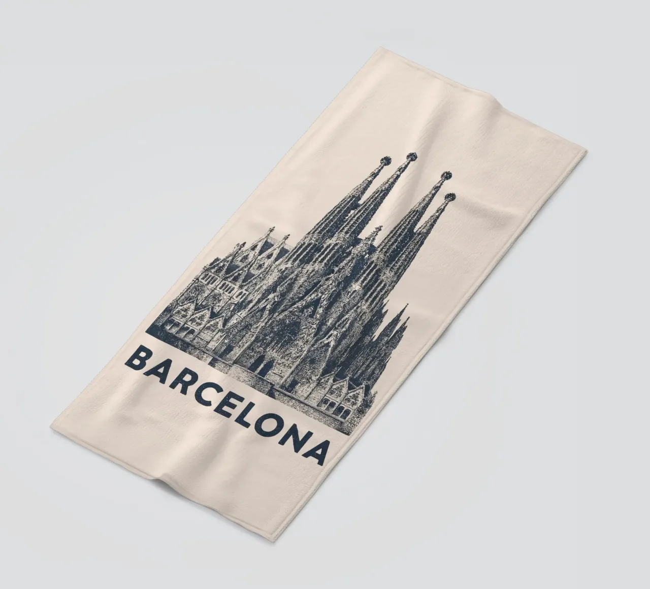 Barcelona Monumental - Linocut Series telo mare da Studio Mooodz