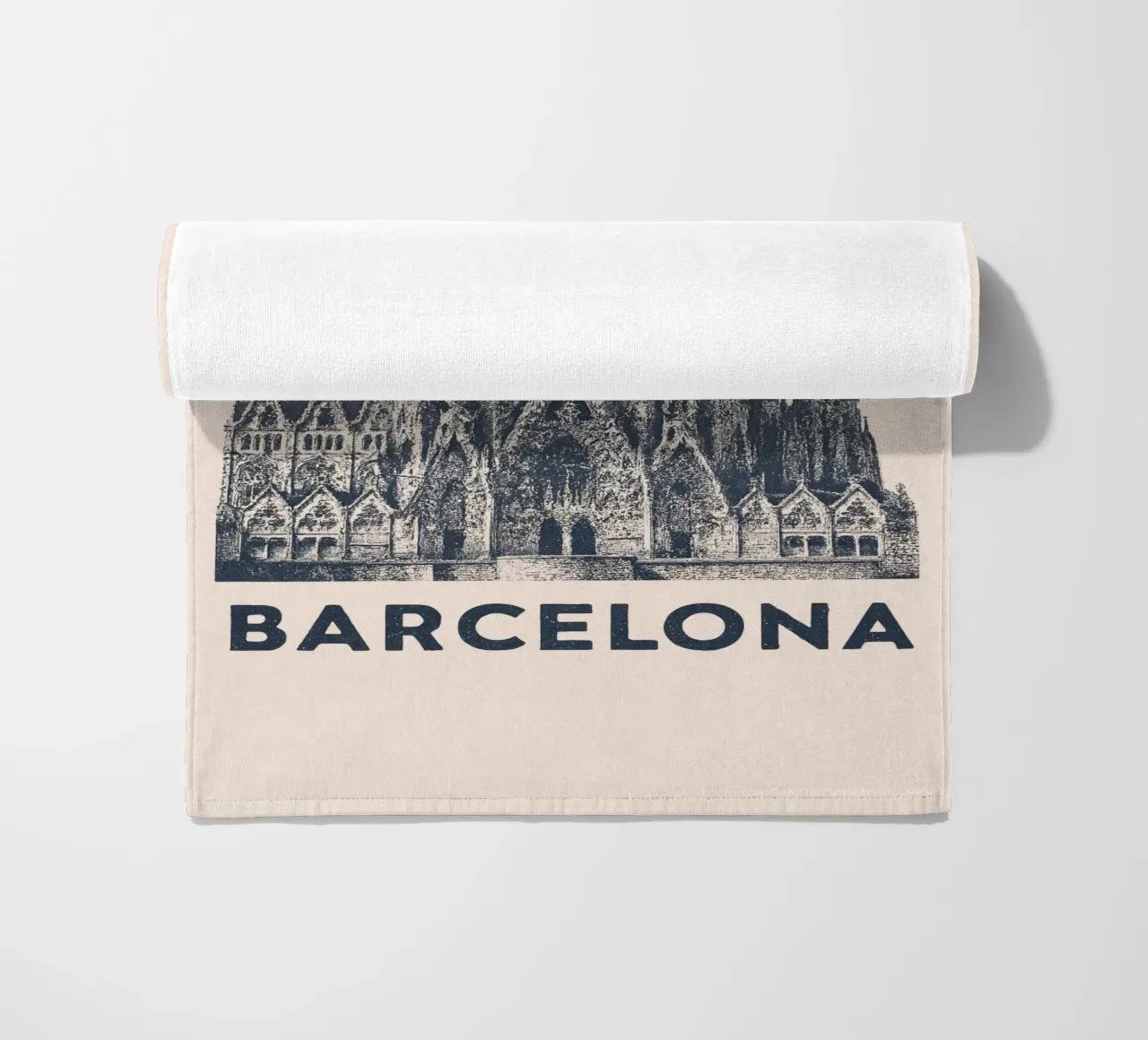Barcelona Monumental - Linocut Series telo mare da Studio Mooodz