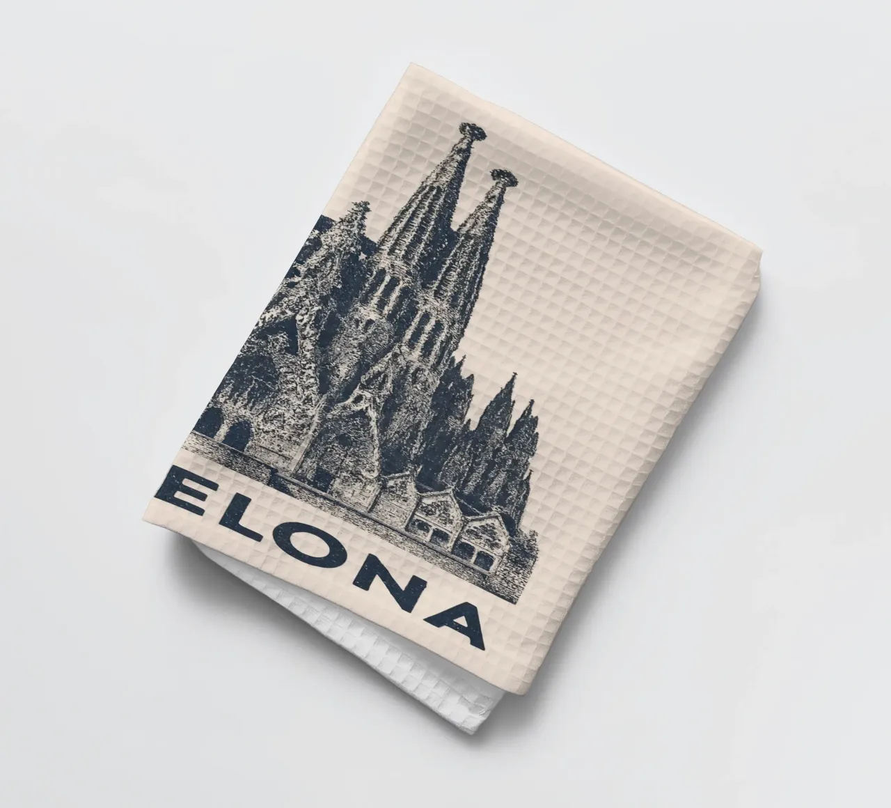 Barcelona Monumental - Linocut Series canovaccio da cucina da Studio Mooodz