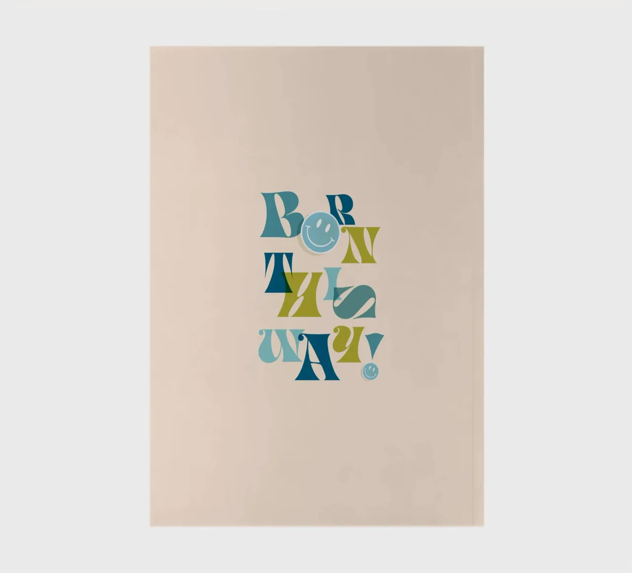 Art typographique "BORN THIS WAY" bleu et vert carnet de notes de Dominique Vari Words