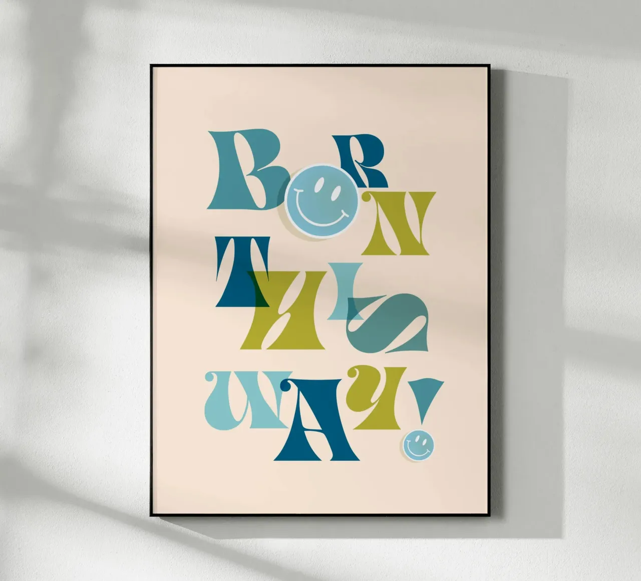 Orgoglio tipografico "BORN THIS WAY" blu e verde plexiglass da Dominique Vari Words
