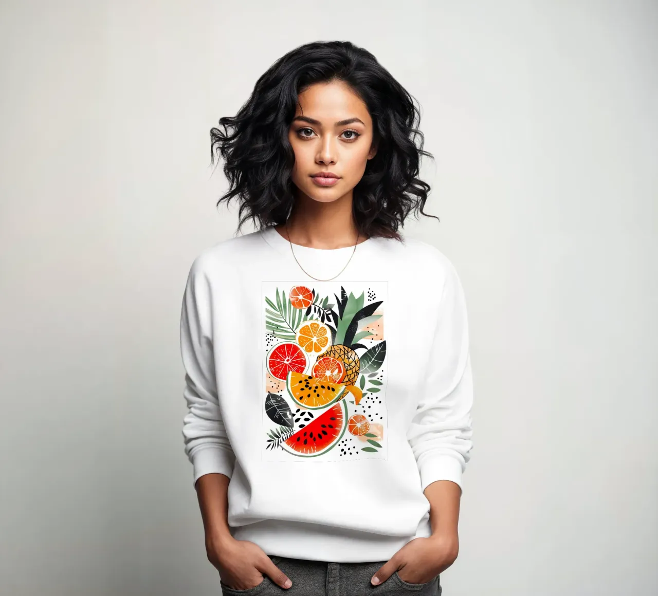 Summer joy fruits sweatshirt by Justyna Jaszke JBJart