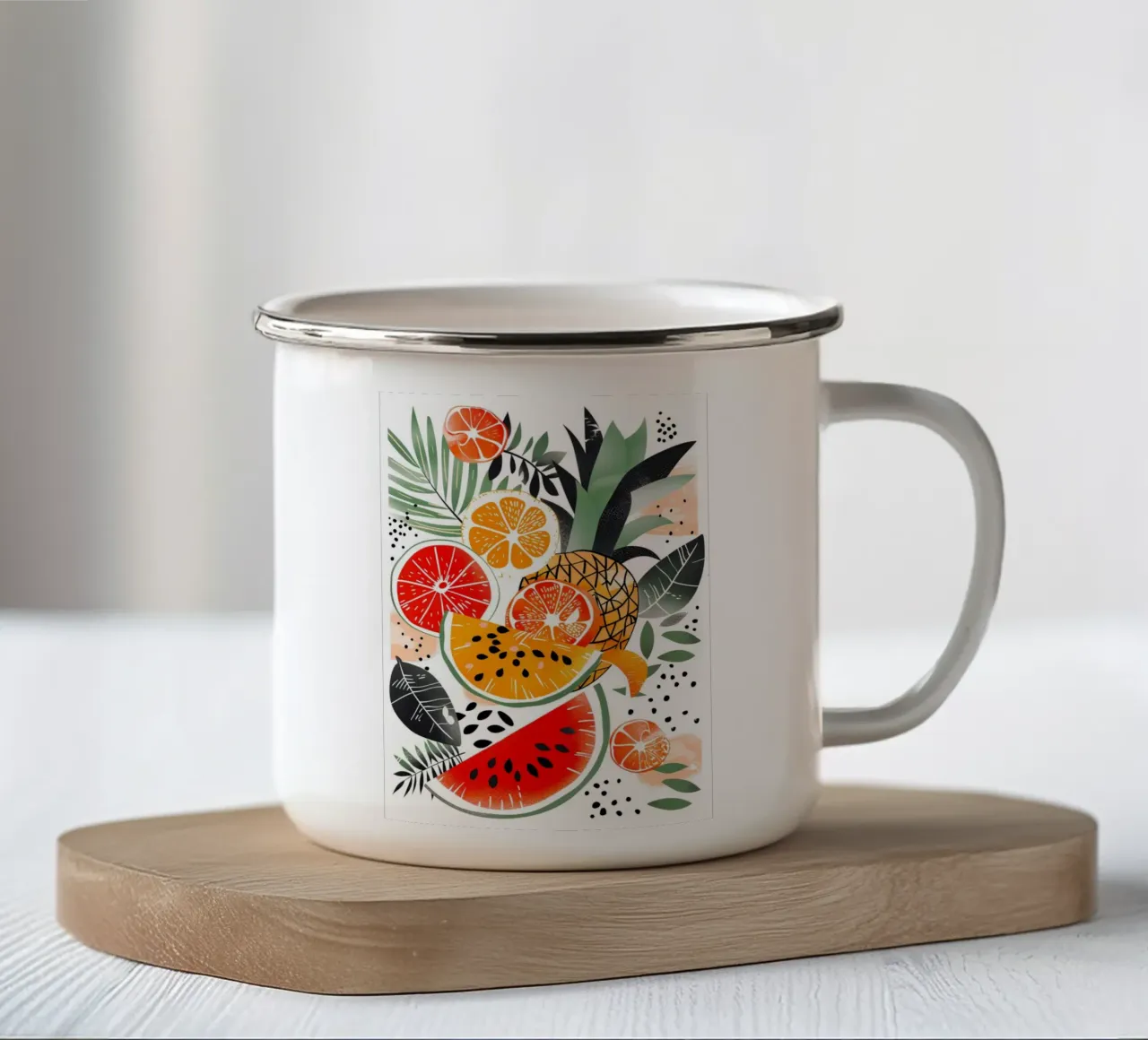 Frutti della gioia estiva tazza in smalto da Justyna Jaszke JBJart