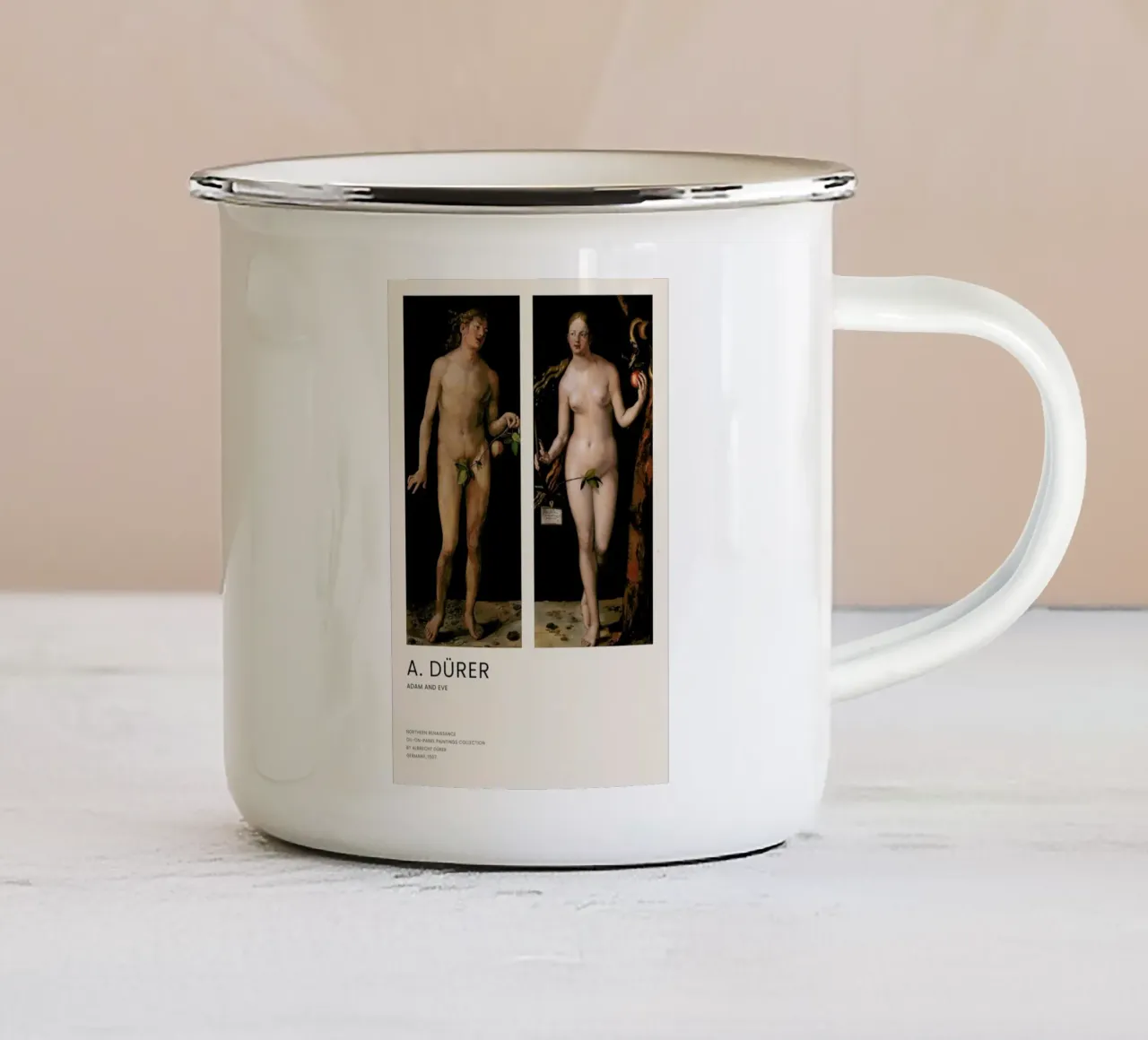 Dürer - Adam and Eve enamel mug by Vintage by JUNIQE