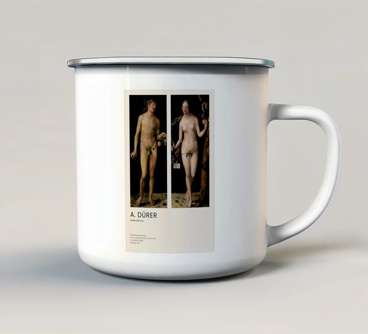 Dürer - Adam and Eve tazza in smalto da Vintage by JUNIQE