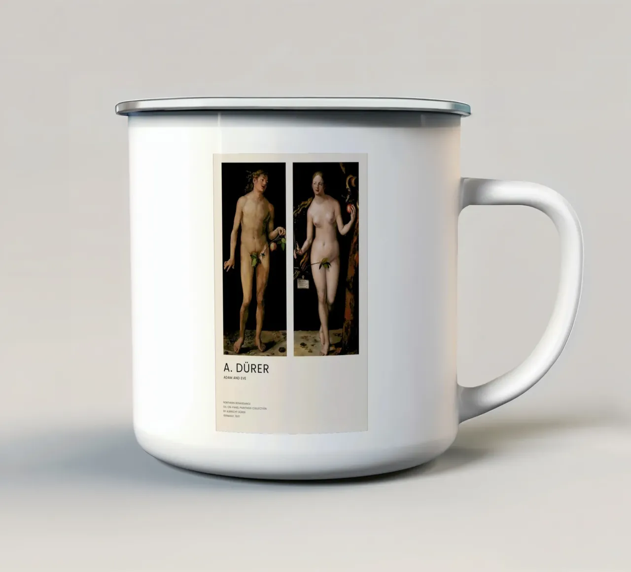 Dürer - Adam and Eve enamel mug by Vintage by JUNIQE