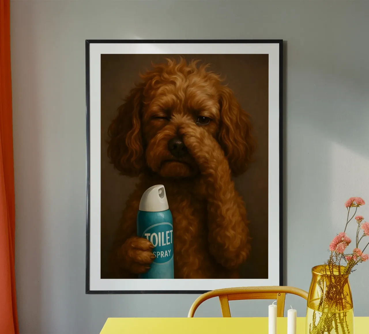 RITRATTO DI CANE DIVERTENTE BAGNO WC carta hahnemühle da ARTOMATIC
