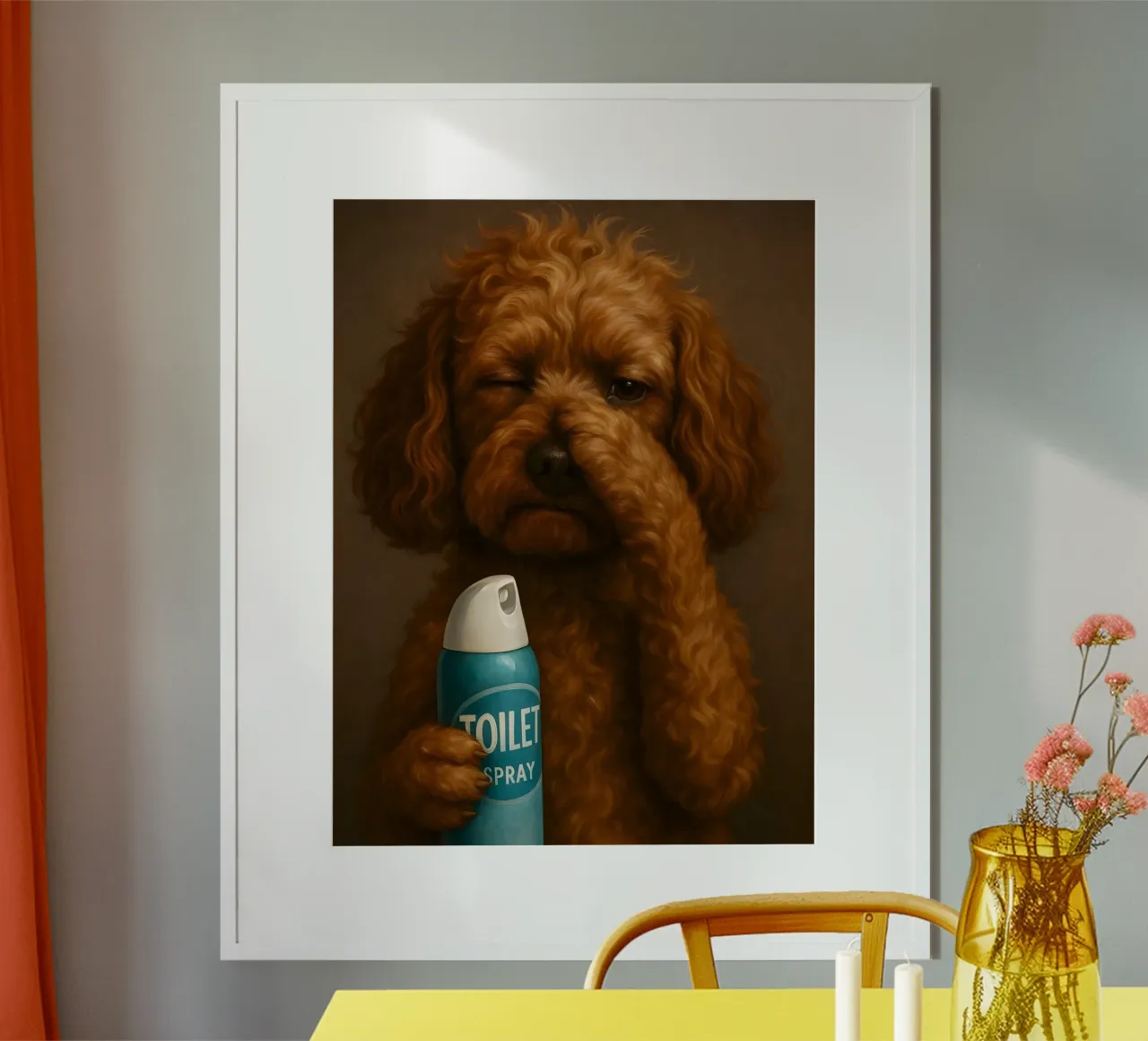 RITRATTO DI CANE DIVERTENTE BAGNO WC carta hahnemühle da ARTOMATIC
