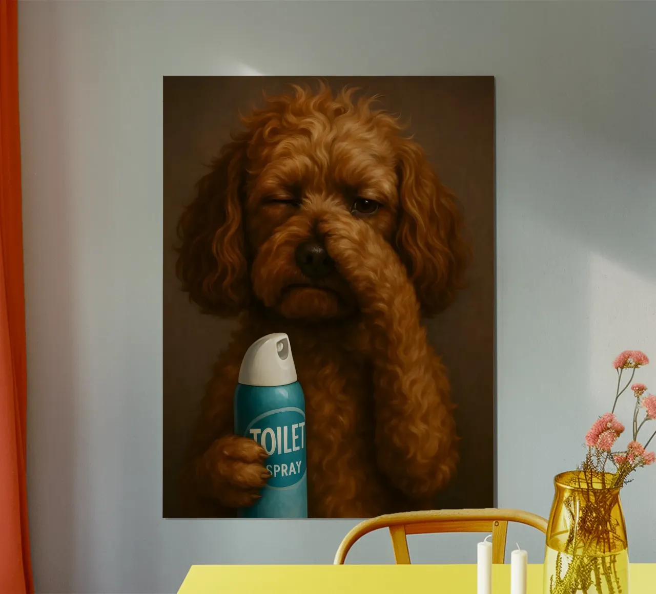 RITRATTO DI CANE DIVERTENTE BAGNO WC carta hahnemühle da ARTOMATIC