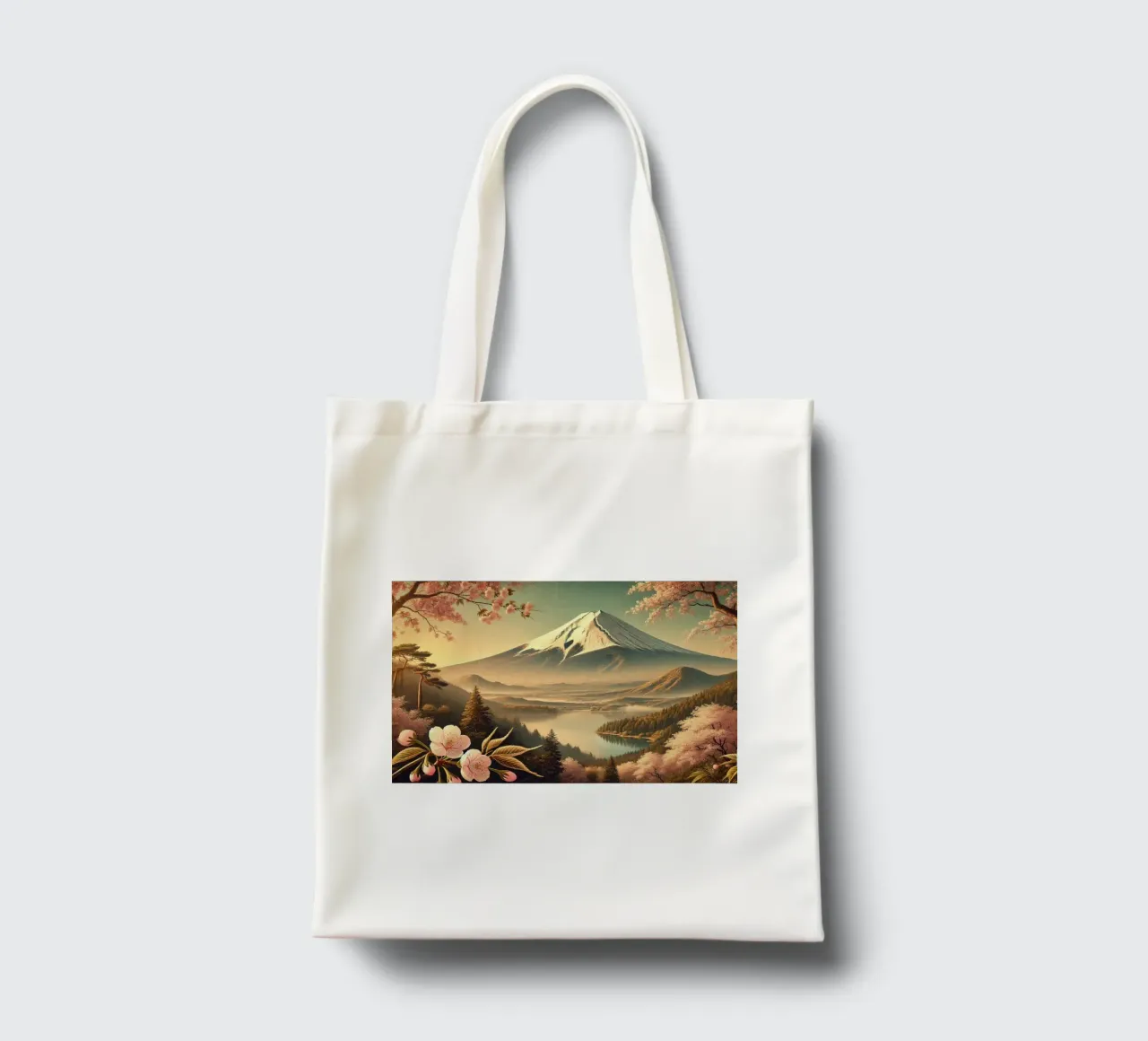 Vintage Japan, Mount Fuji Poster tote bag by Chromatic Fusion Studio