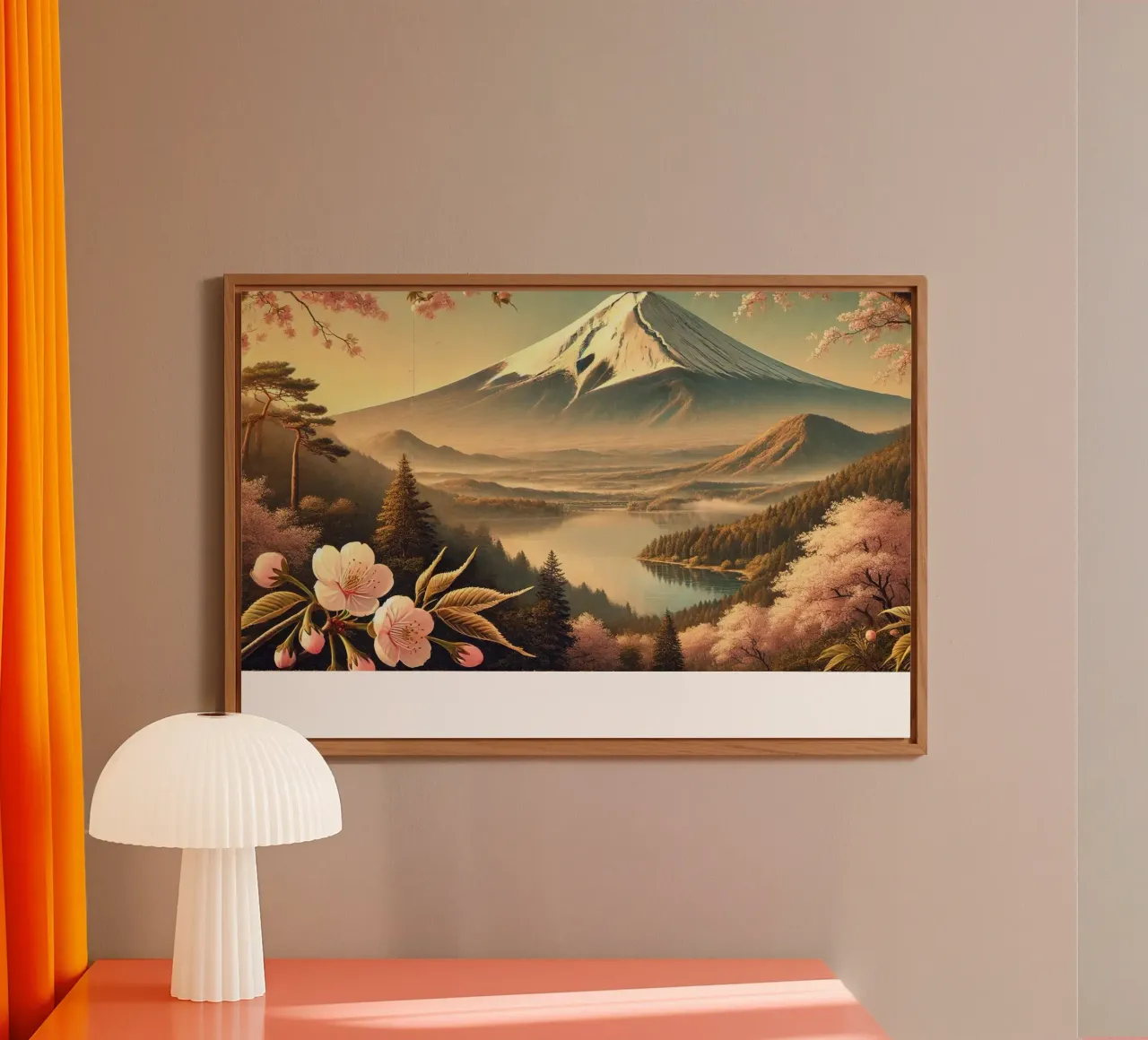 Poster d'epoca sul Giappone, Monte Fuji alluminio dibond da Chromatic Fusion Studio