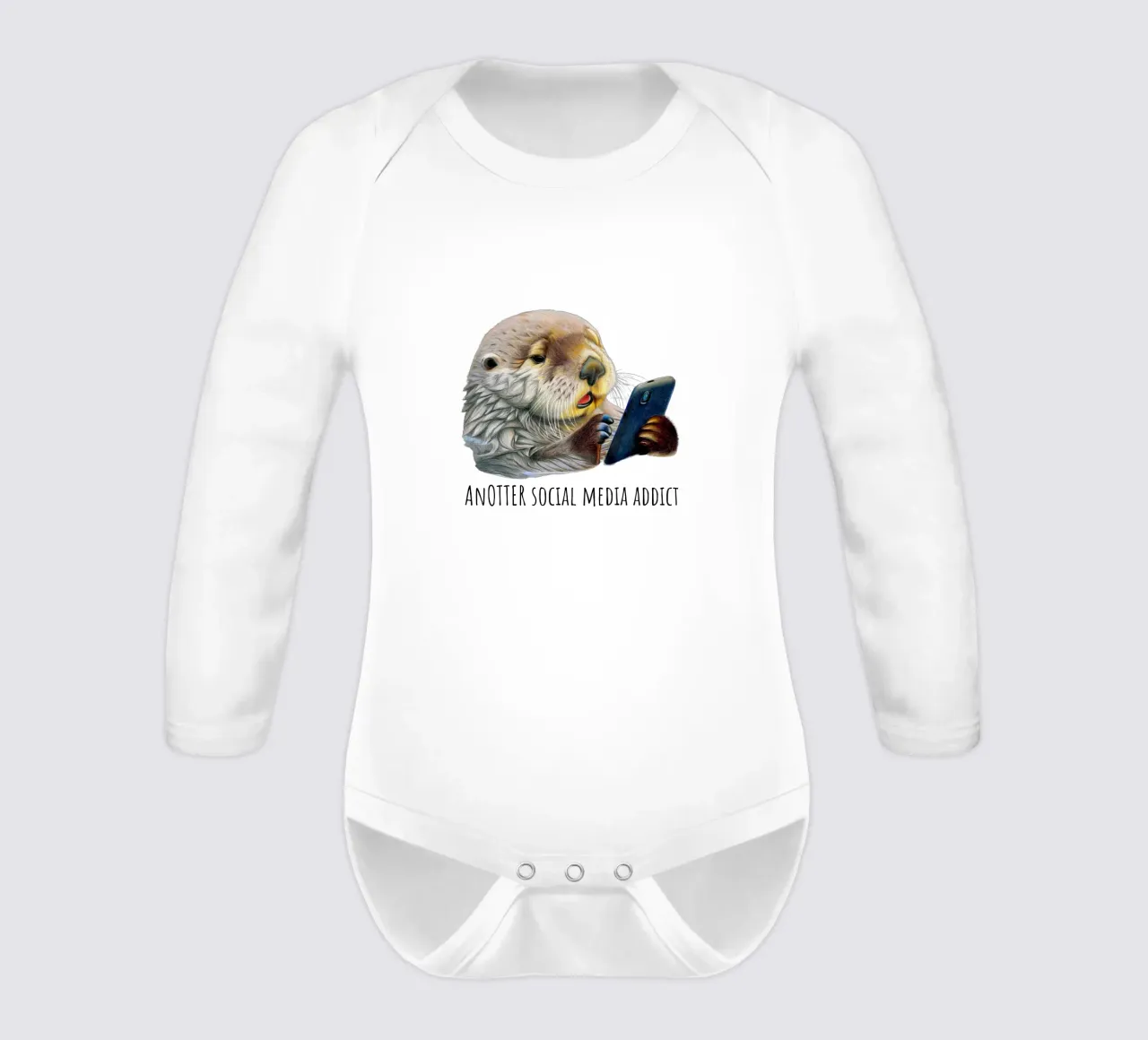 AnOTTER Social Media Addict long-sleeve baby romper by Graphit und Farbe