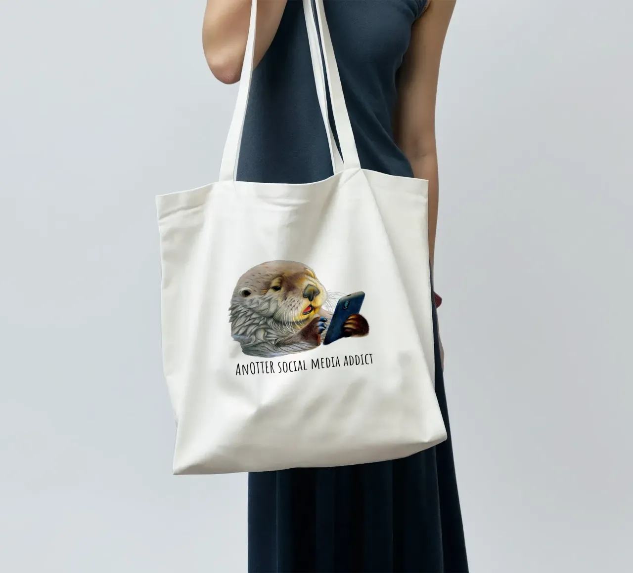 AnOTTER Social Media Addict borsa in juta da Graphit und Farbe