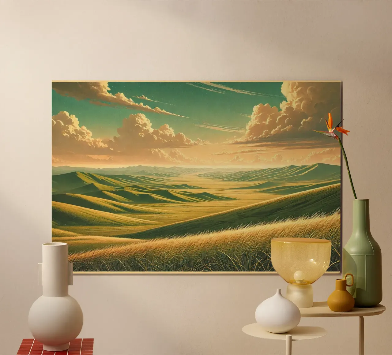 Poster d'epoca Mongolia, steppe infinite poster da Chromatic Fusion Studio