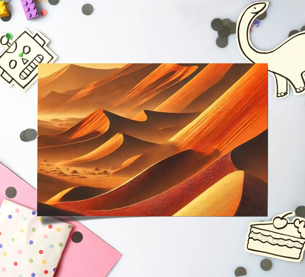 Vintage Namibia, Sossusvlei Dunes Poster sticker sheet by Chromatic Fusion Studio