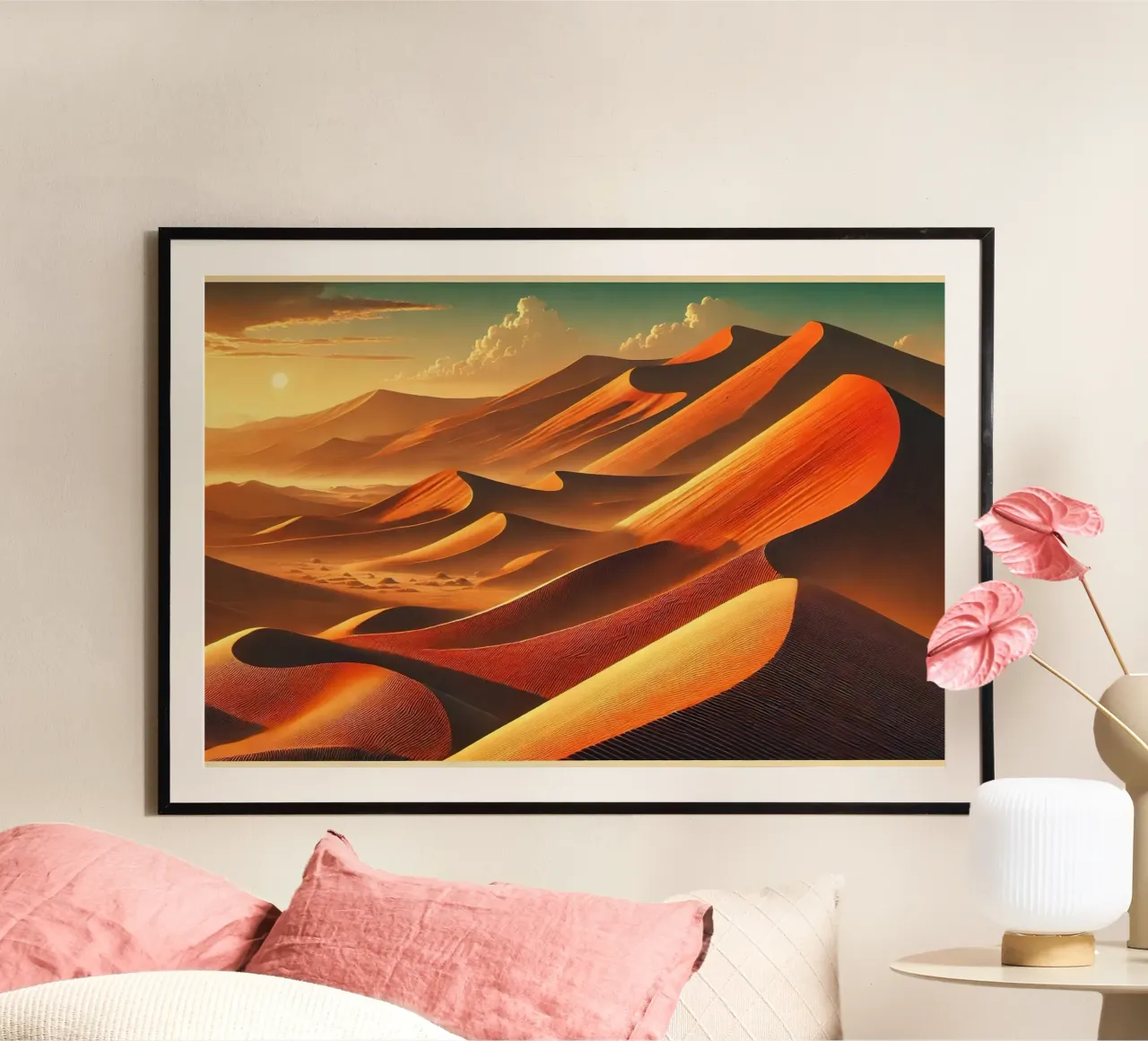 Poster d'epoca della Namibia, dune di Sossusvlei poster da Chromatic Fusion Studio