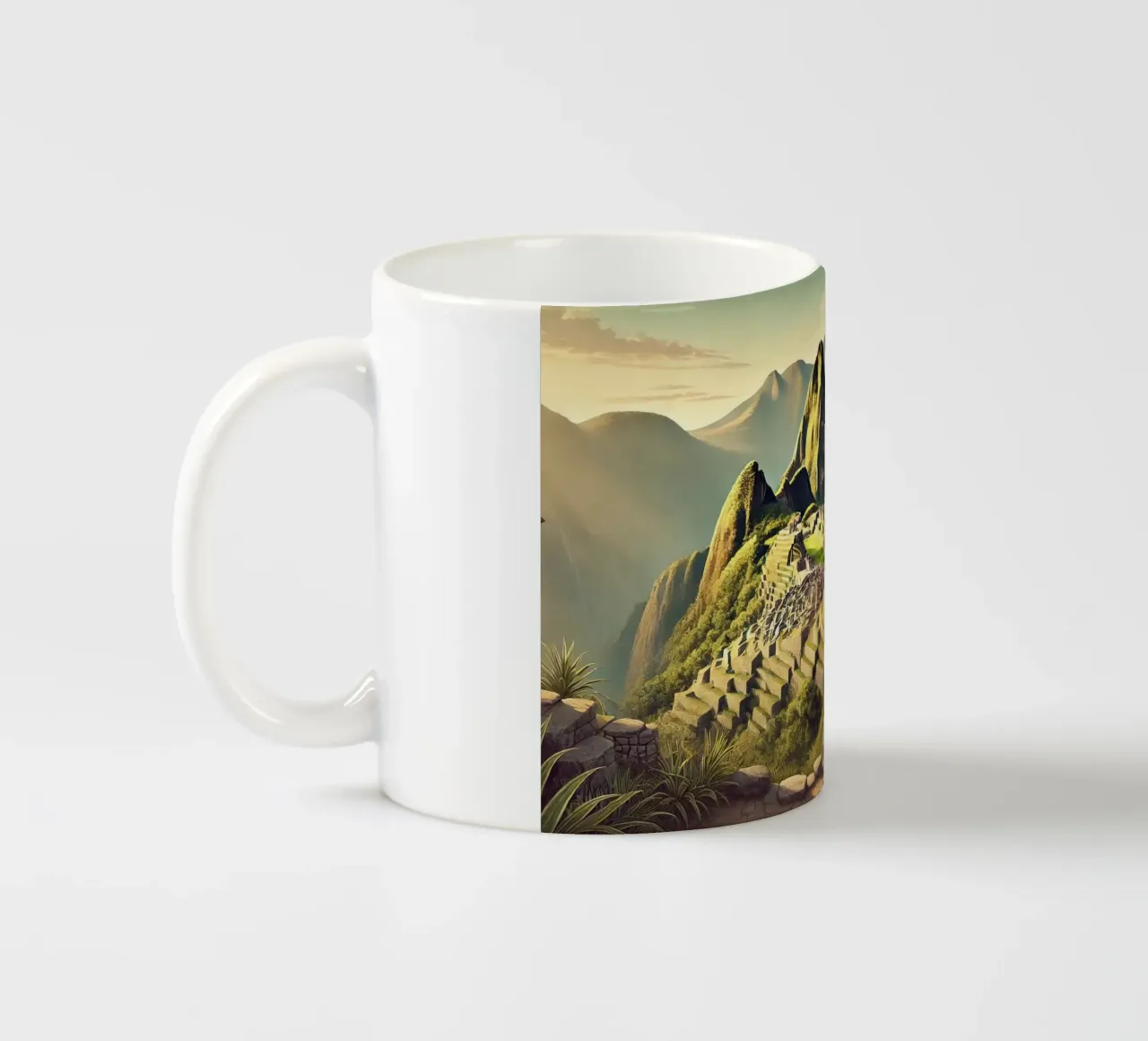 Poster d'epoca sul Perù, Machu Picchu tazza in ceramica da Chromatic Fusion Studio