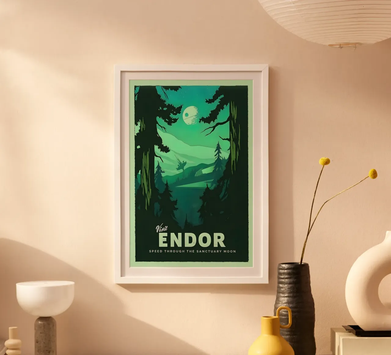 Visita Endor poster con telaio in legno da carrie Shop