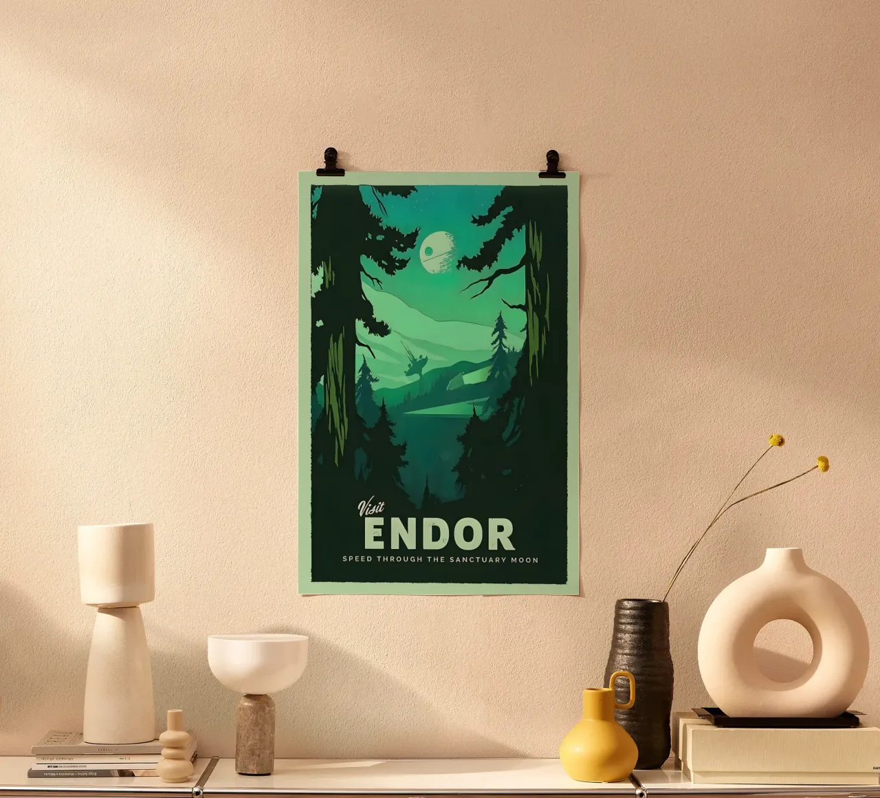 Visita Endor poster con telaio in legno da carrie Shop