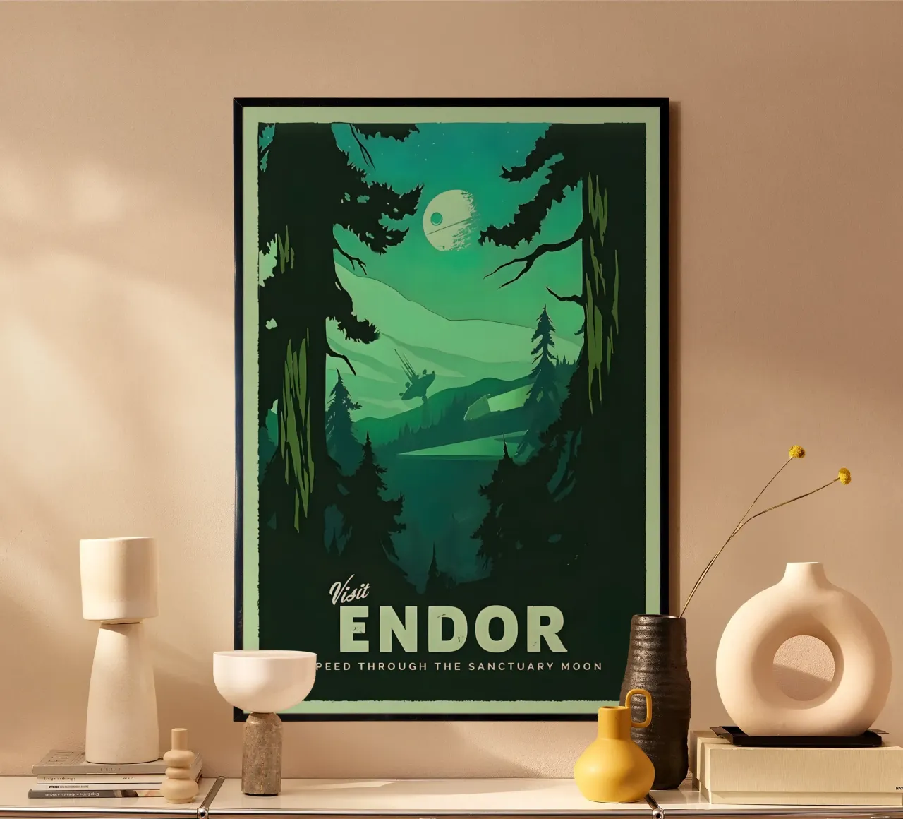 Visita Endor poster con telaio in legno da carrie Shop