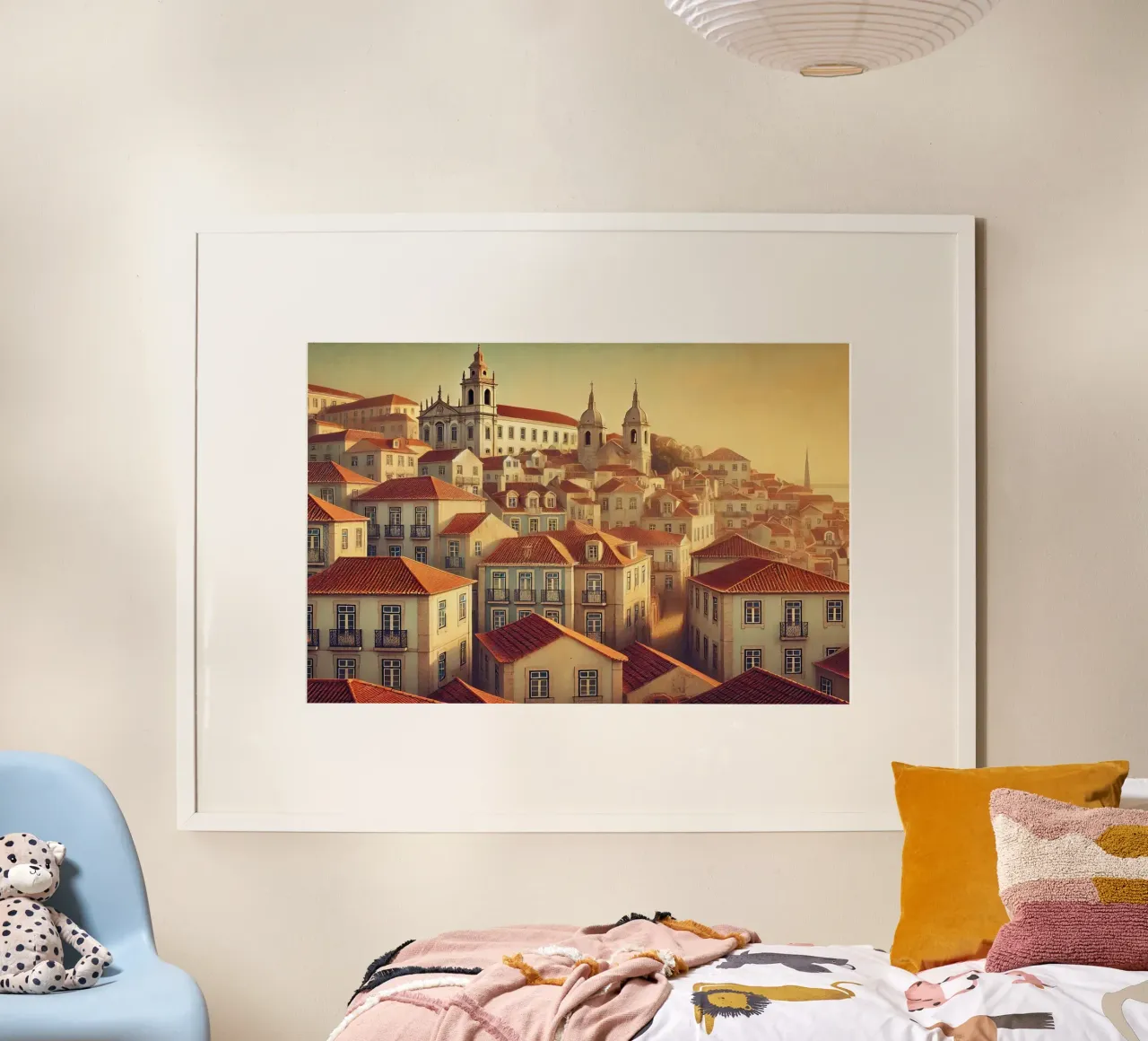 Poster d'epoca Portogallo, Lisbona Alfama Rooftops poster da Chromatic Fusion Studio