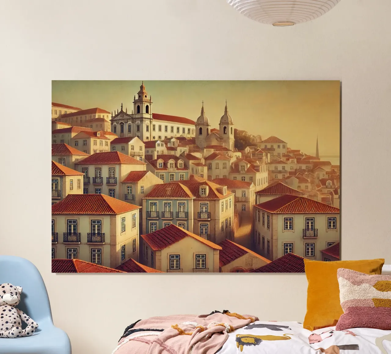 Poster d'epoca Portogallo, Lisbona Alfama Rooftops poster da Chromatic Fusion Studio