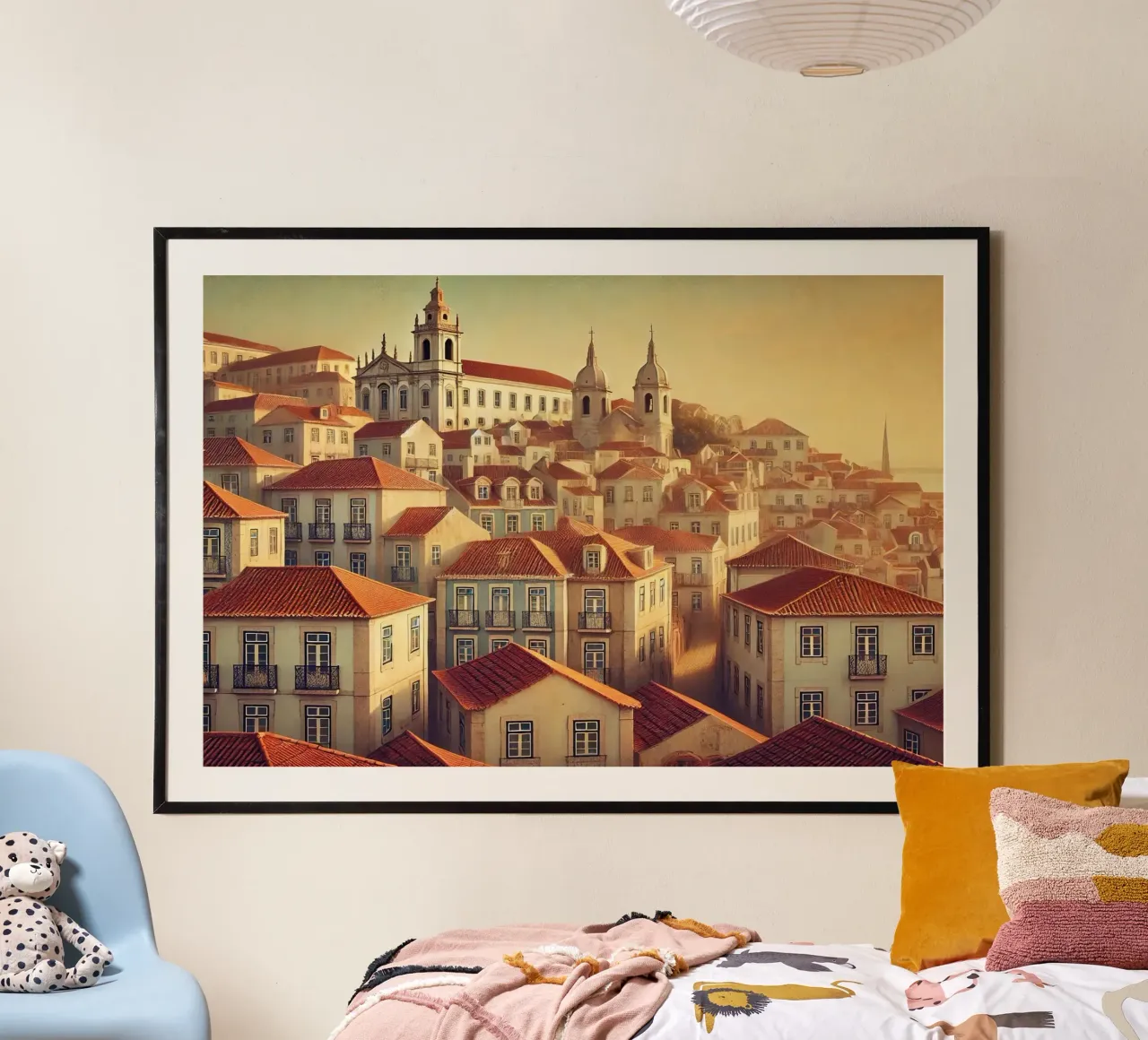 Poster d'epoca Portogallo, Lisbona Alfama Rooftops poster da Chromatic Fusion Studio