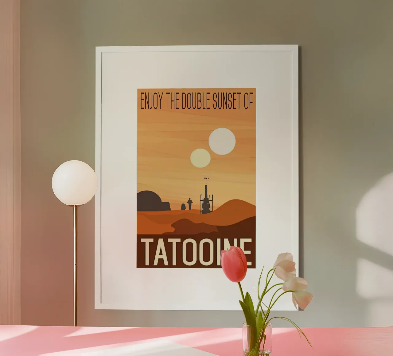 visita a tatooine poster con telaio in alluminio da carrie Shop