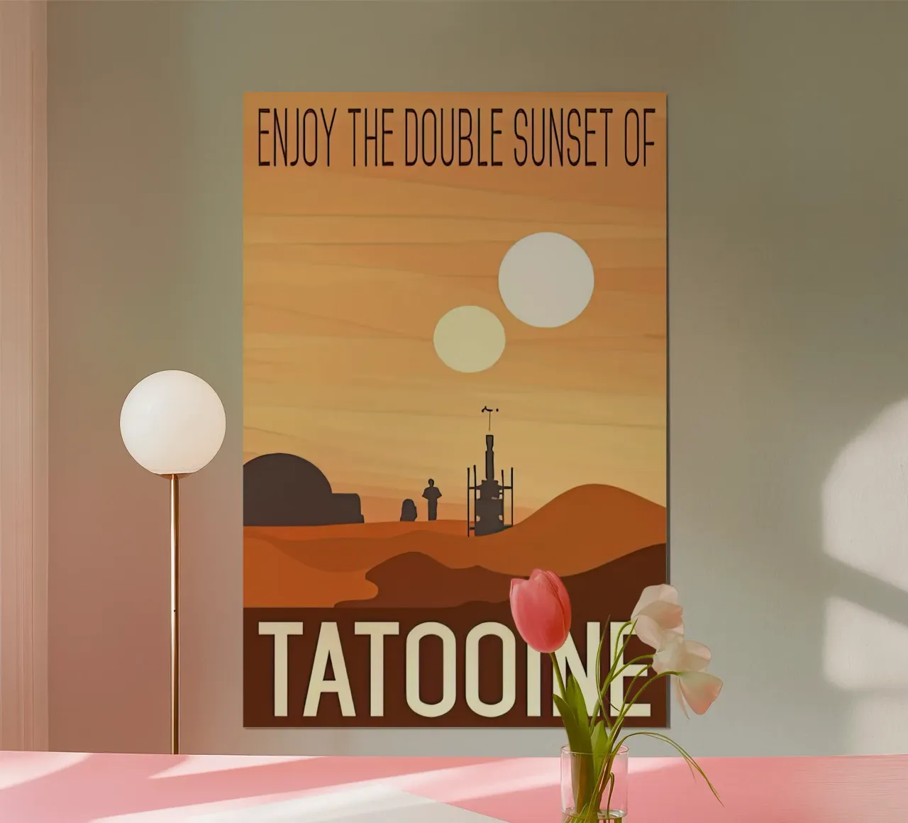 visita a tatooine poster con telaio in alluminio da carrie Shop