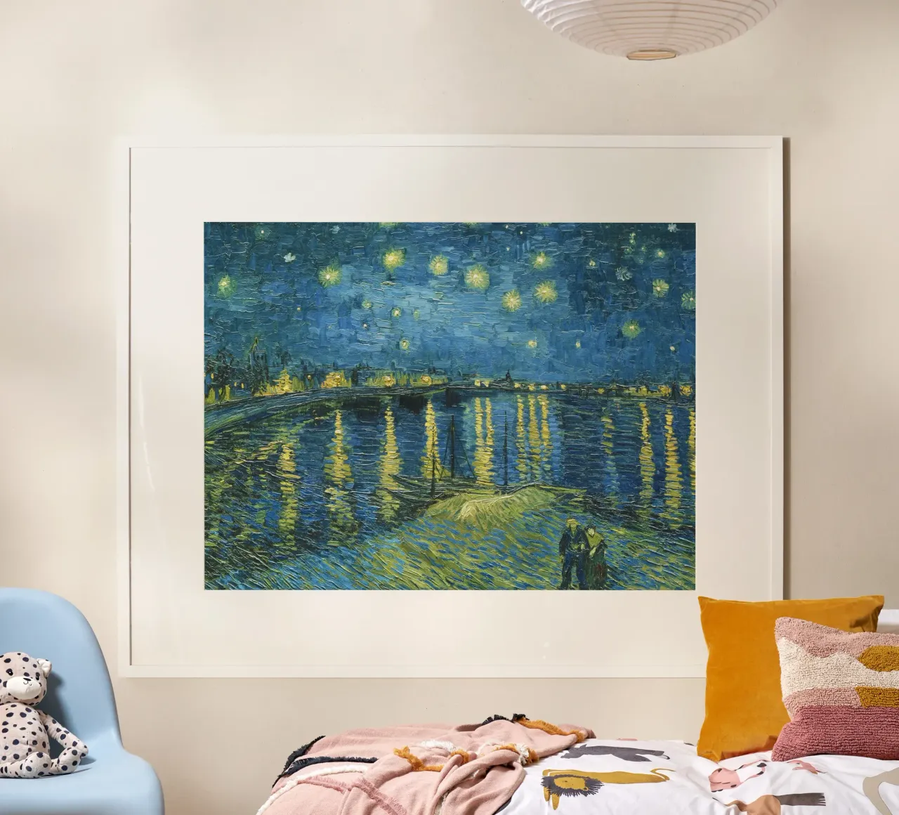 Vincent van Gogh - Notte stellata sul Rodano (1888) poster con telaio in alluminio da Venus Art