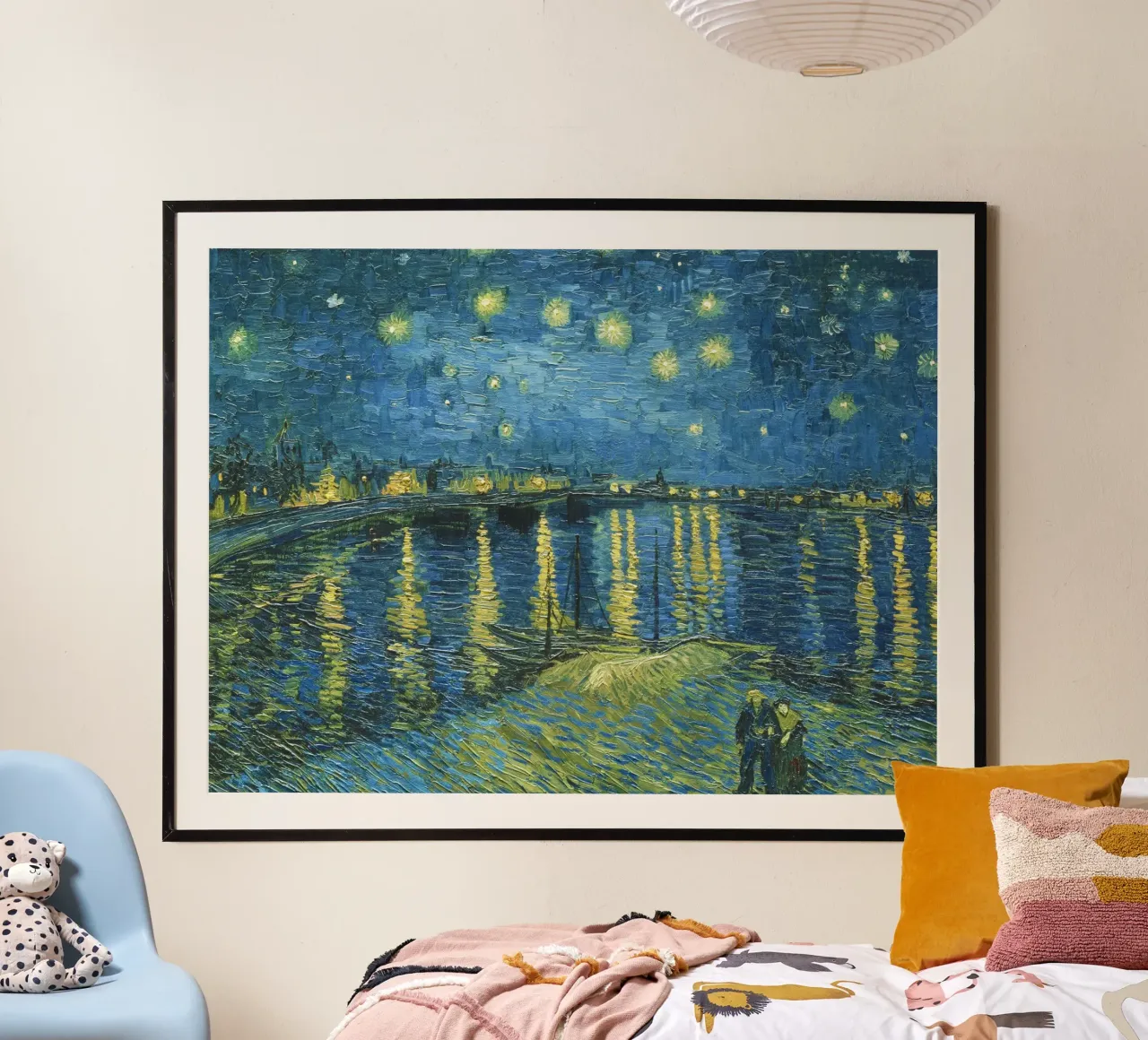 Vincent van Gogh - Notte stellata sul Rodano (1888) poster con telaio in alluminio da Venus Art