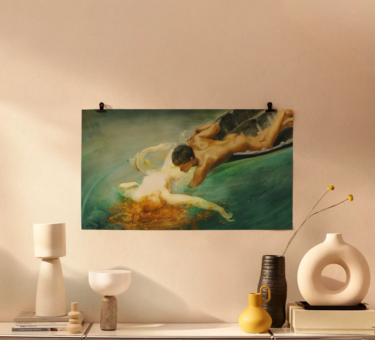 Giulio Aristide Sartorio - La Sirena (Abisso Verde) poster con telaio in plastica da Venus Art