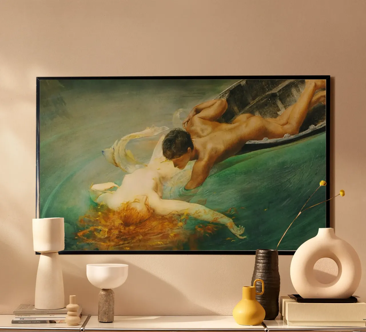 Giulio Aristide Sartorio - La Sirena (Abisso Verde) poster con telaio in plastica da Venus Art