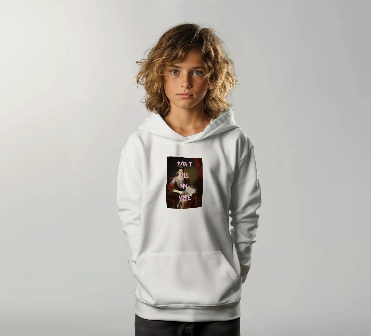 "Don't Kill My Vibe" - Pop Art, Remix classico, Empowerment, felpa bambino con cappuccio da NorwesClub