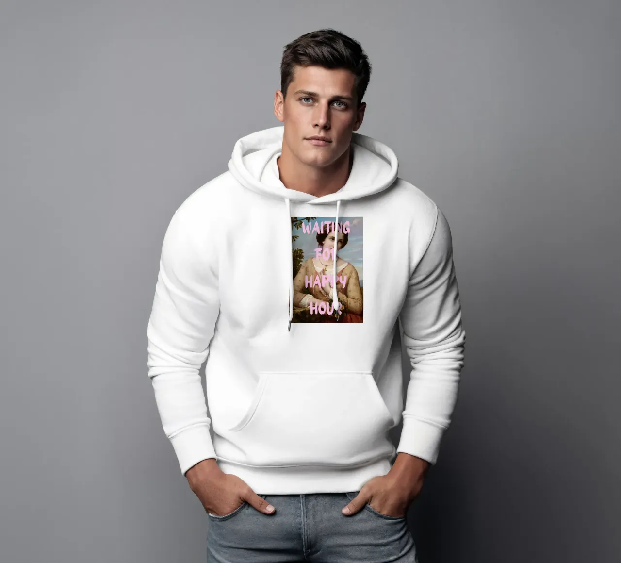 "Wachten op Happy Hour" - Pop Art, klassieke remix, humoristisch, hoodie van NorwesClub