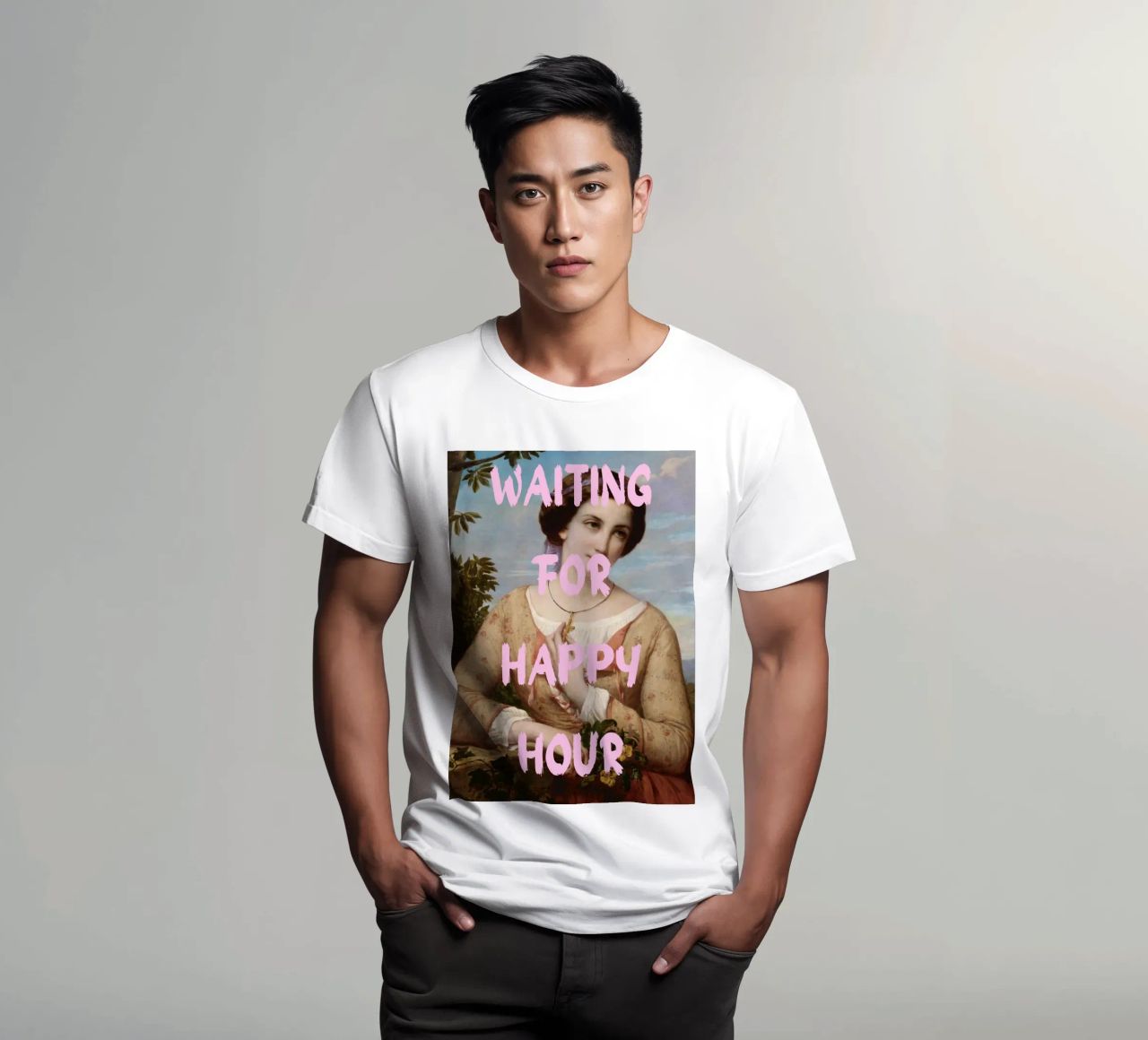 "Aspettando l'Happy Hour" - Pop Art, Remix classico, umorismo, t-shirt da NorwesClub