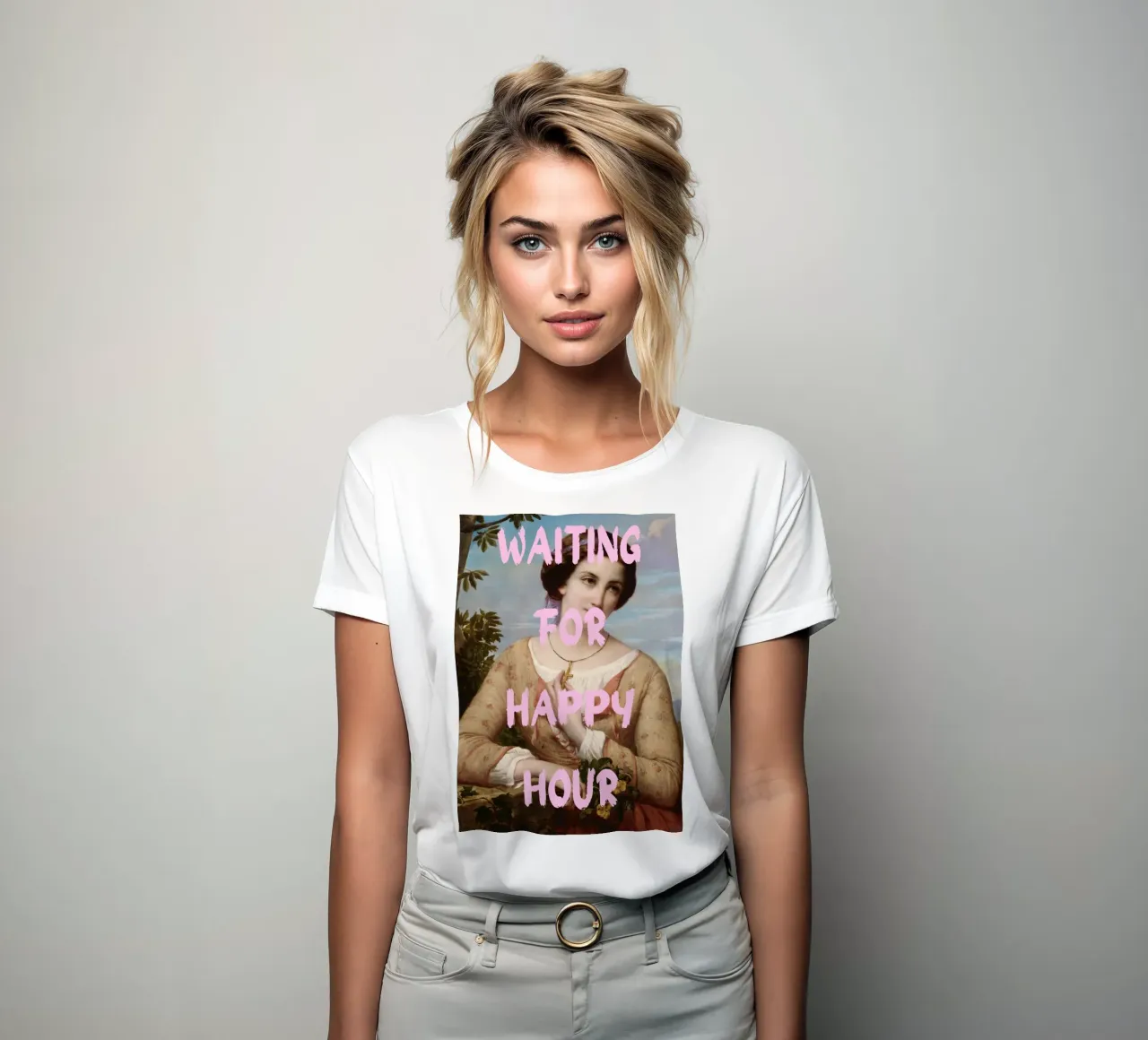 "Aspettando l'Happy Hour" - Pop Art, Remix classico, umorismo, t-shirt da donna da NorwesClub