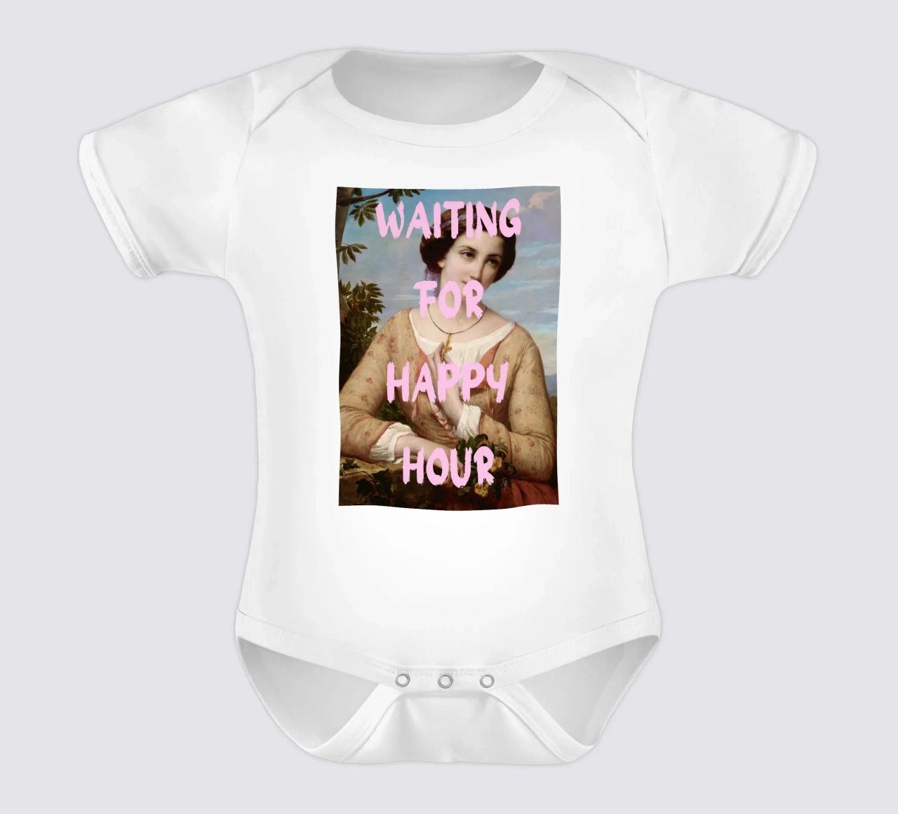"Aspettando l'Happy Hour" - Pop Art, Remix classico, umorismo, body neonato maniche corte da NorwesClub