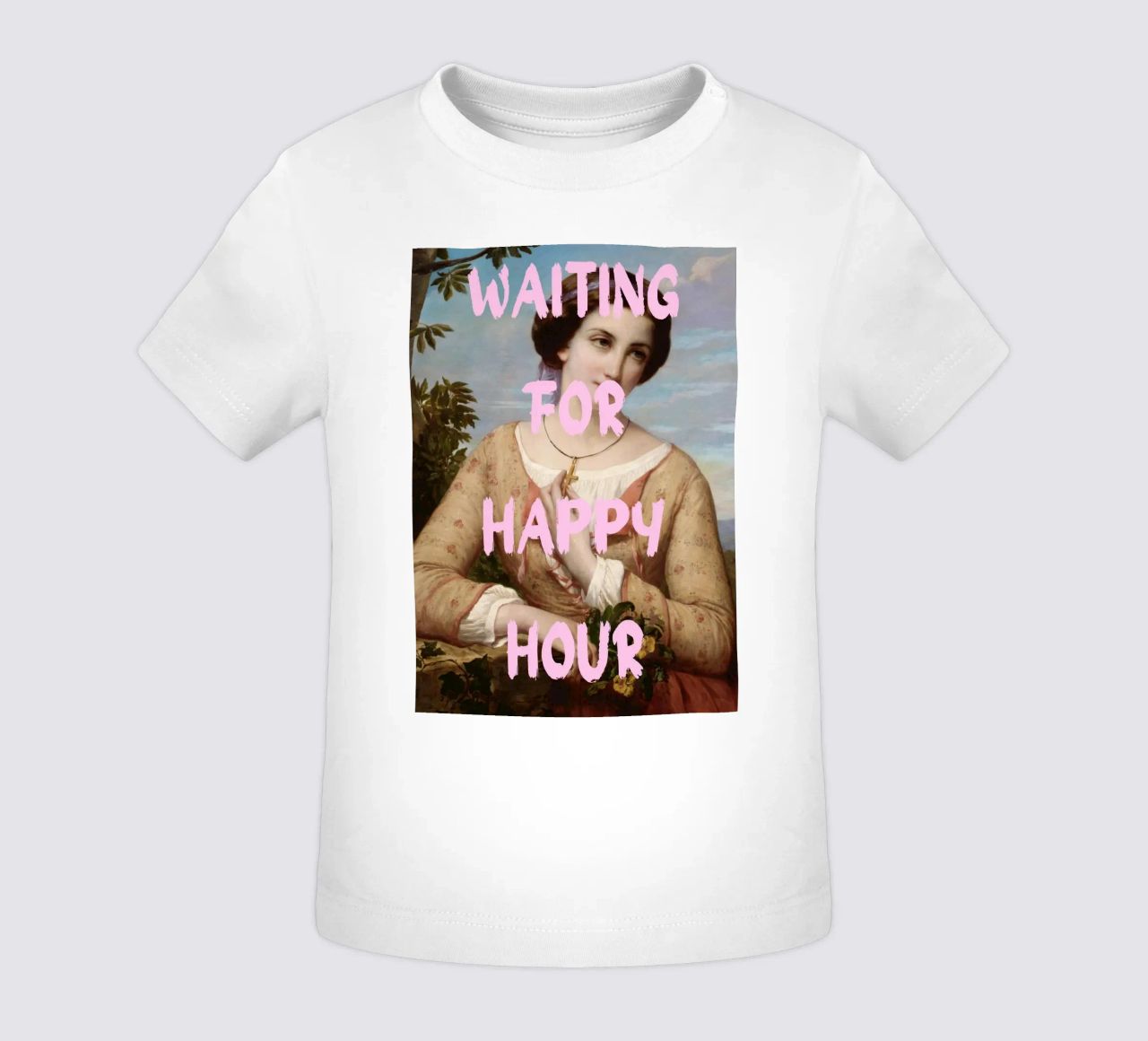 "Aspettando l'Happy Hour" - Pop Art, Remix classico, umorismo, maglietta neonato da NorwesClub