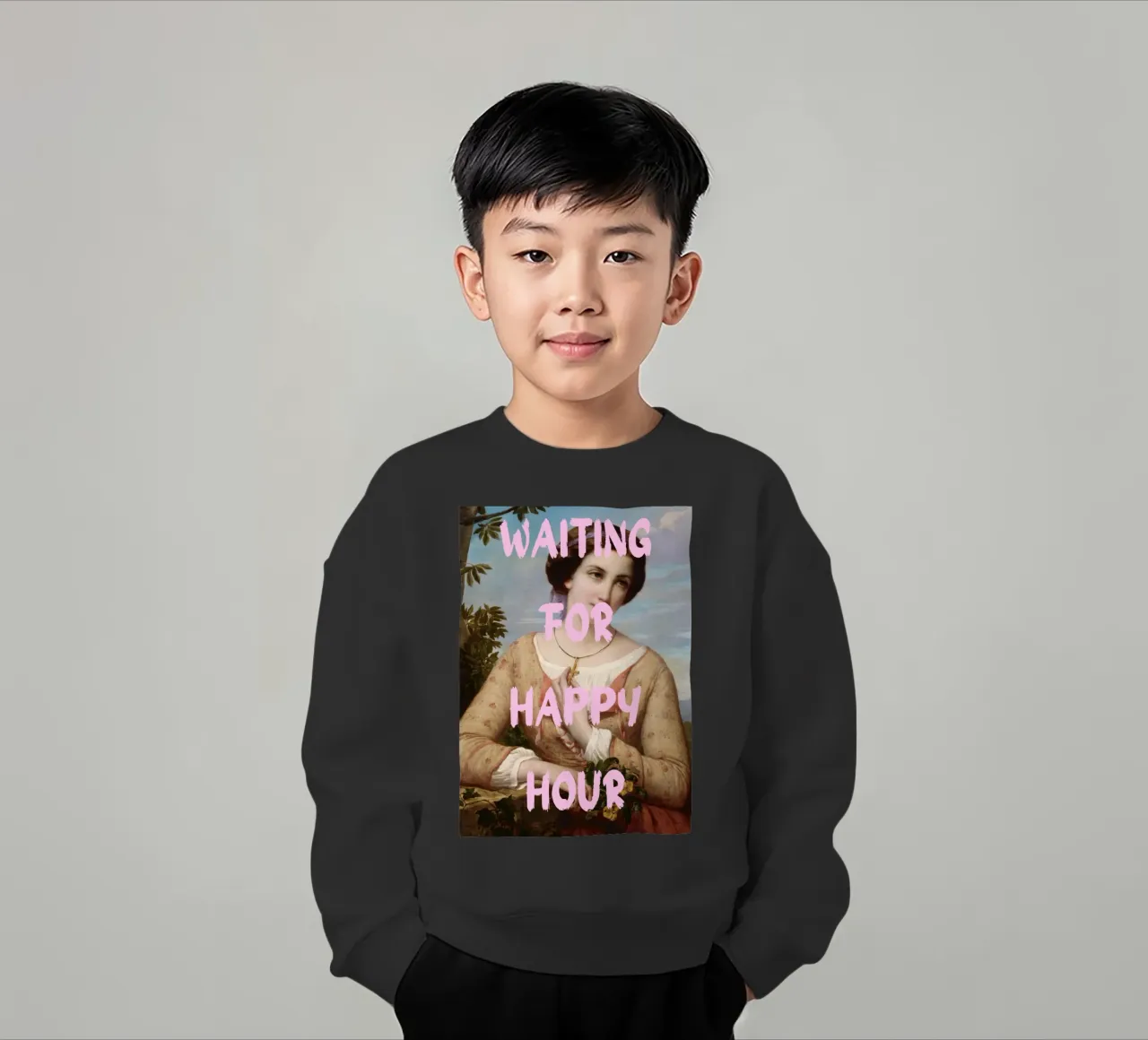 "Aspettando l'Happy Hour" - Pop Art, Remix classico, umorismo, felpa bambino da NorwesClub