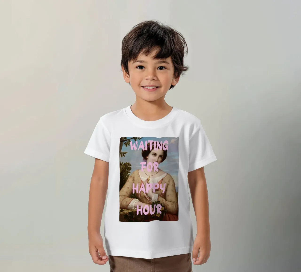 "Aspettando l'Happy Hour" - Pop Art, Remix classico, umorismo, t-shirt bambini da NorwesClub