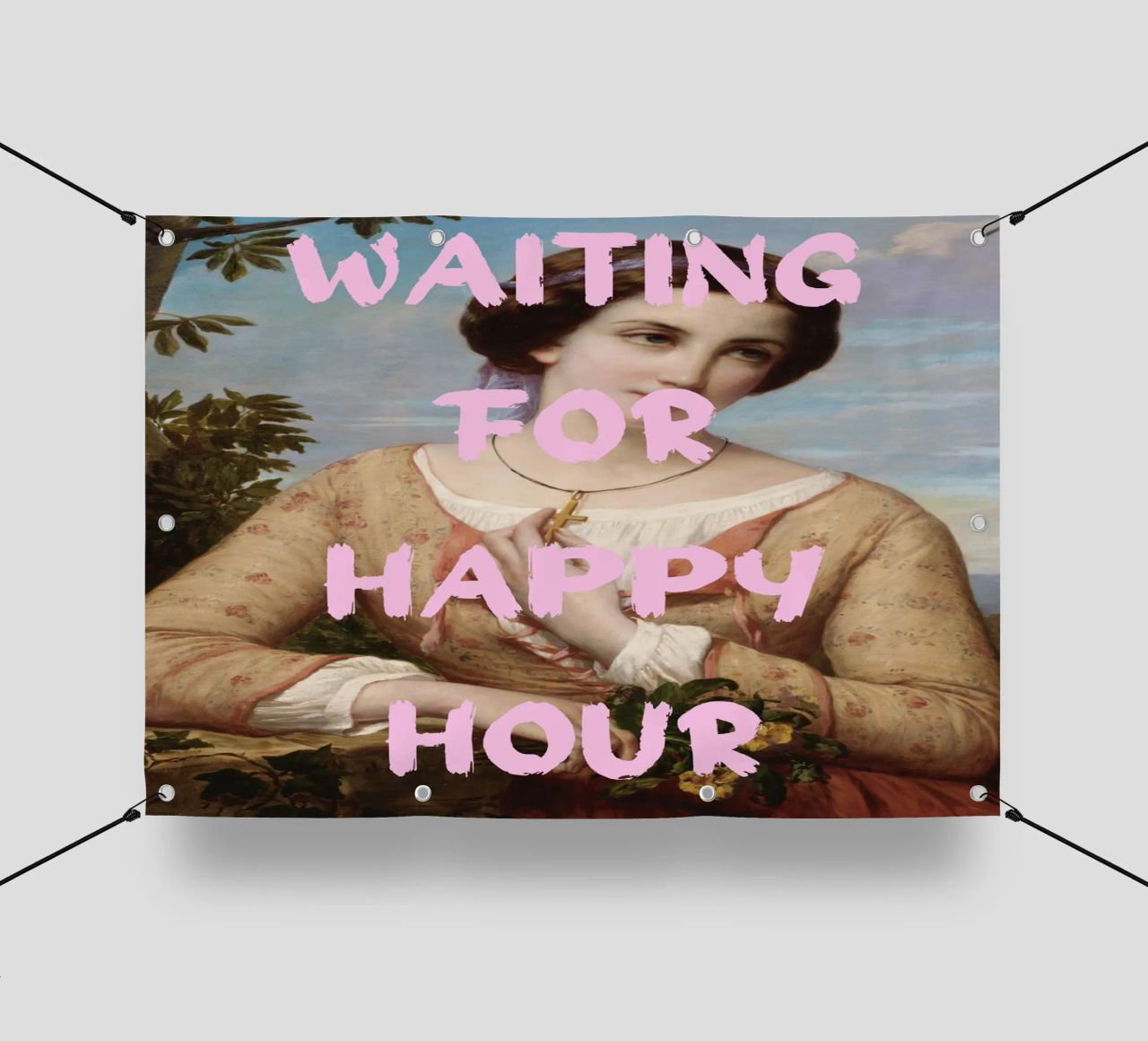 "Aspettando l'Happy Hour" - Pop Art, Remix classico, umorismo, telo in pvc da NorwesClub