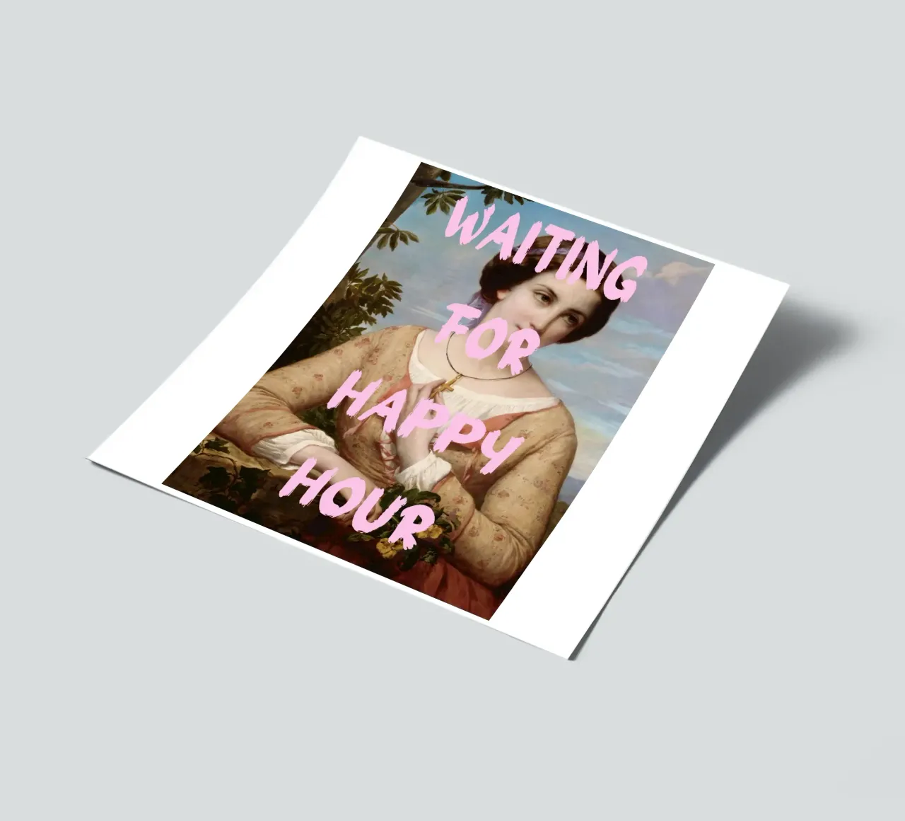 "Aspettando l'Happy Hour" - Pop Art, Remix classico, umorismo, foglio adesivo da NorwesClub