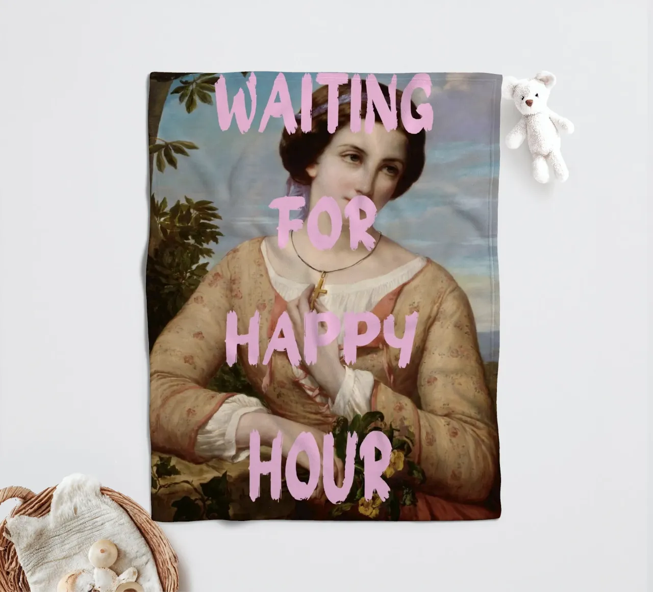 "Aspettando l'Happy Hour" - Pop Art, Remix classico, umorismo, coperta in pile da NorwesClub