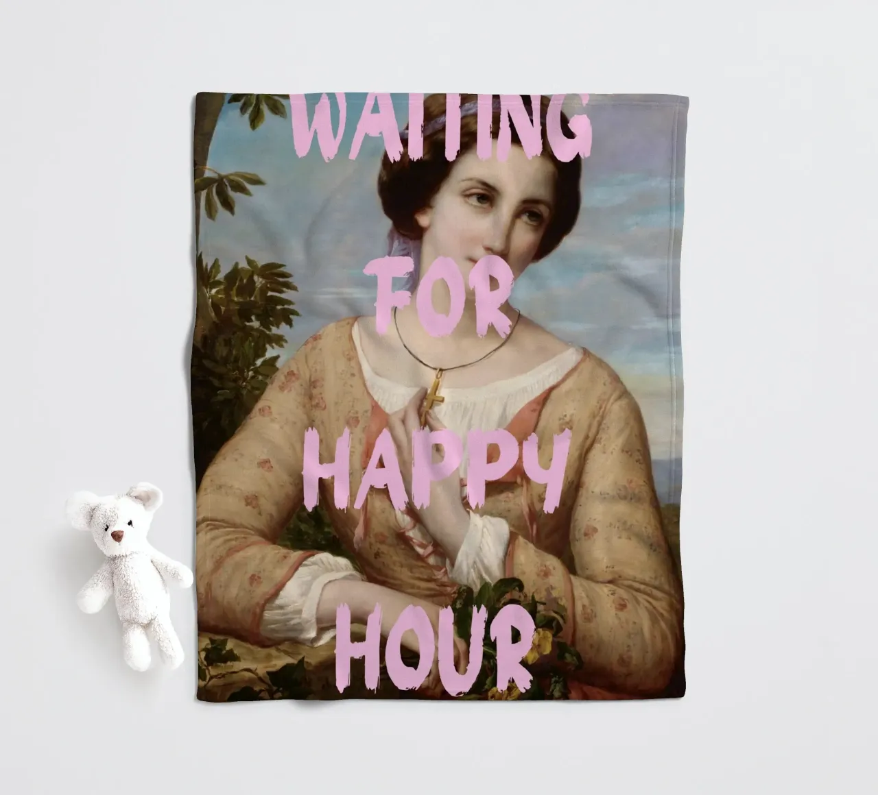 "Aspettando l'Happy Hour" - Pop Art, Remix classico, umorismo, coperta in pile da NorwesClub